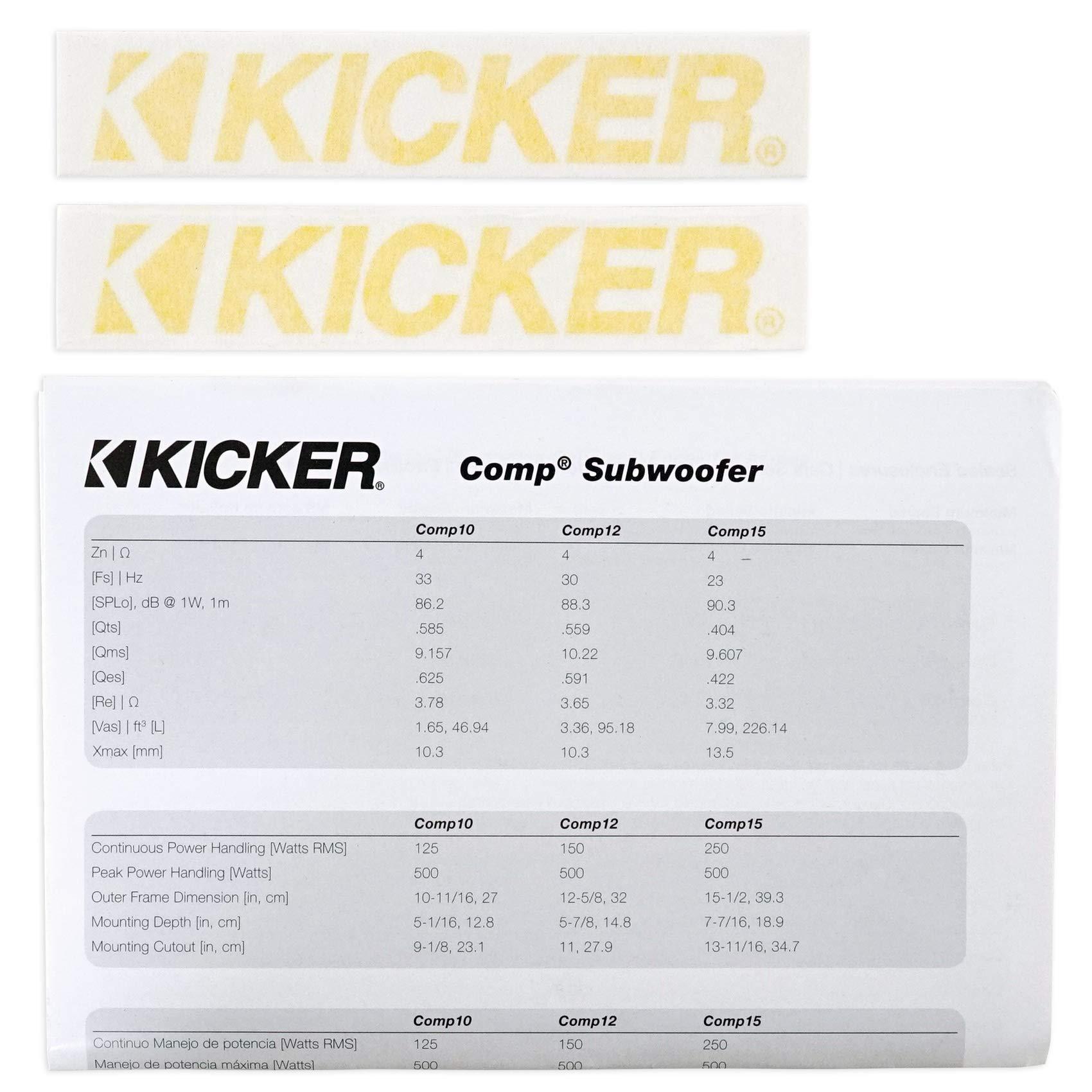 KICKER KICKER 43C154 Comp 15" 500 Watt SVC 4-Ohm Car Audio Subwoofer Sub (Renewed)