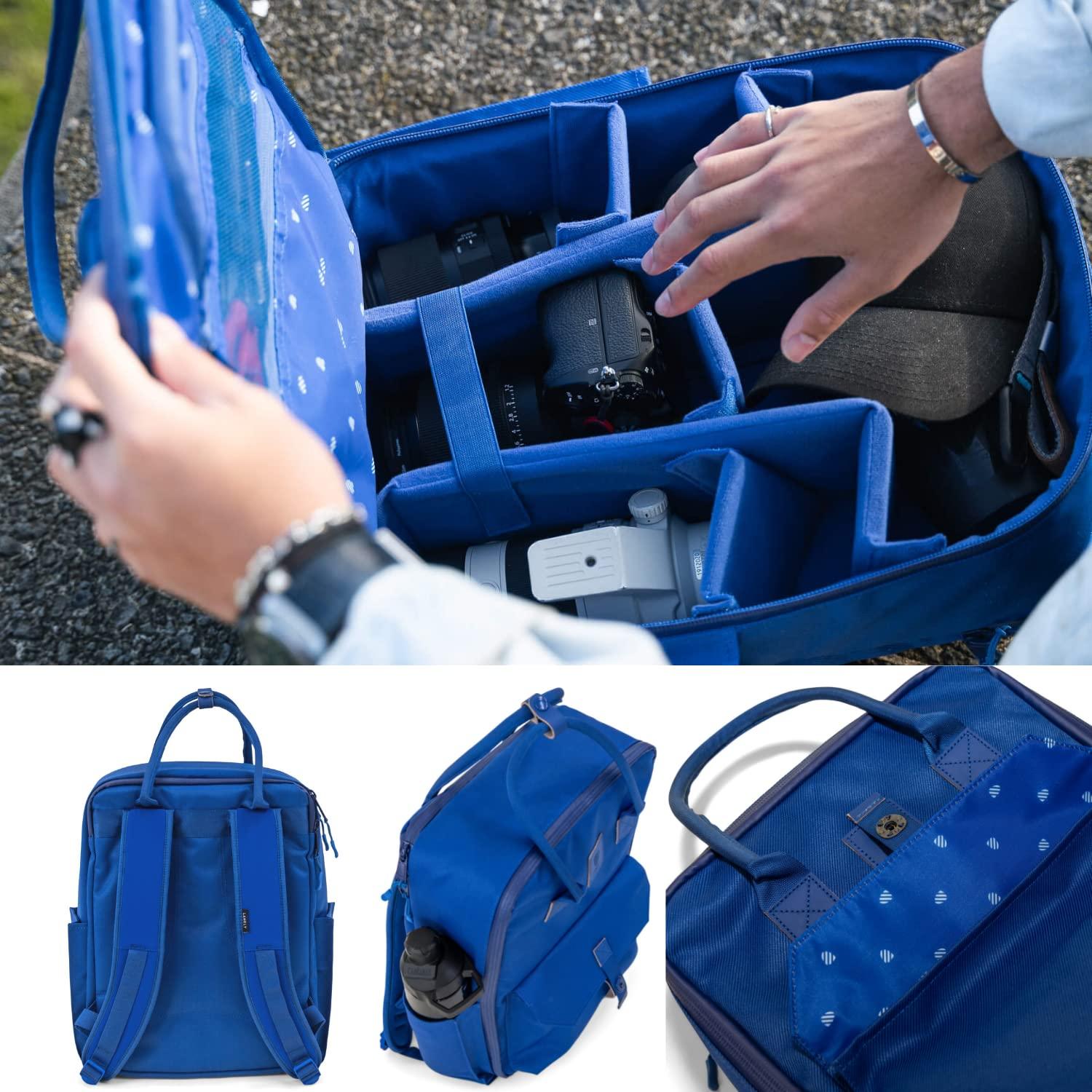 LANGLY Langly Sierra Camera Backpack: A Modern & Travel-friendly Photography Backpack Compatible With Both 18in Laptop & DSLR Accessories 24L (Blue)