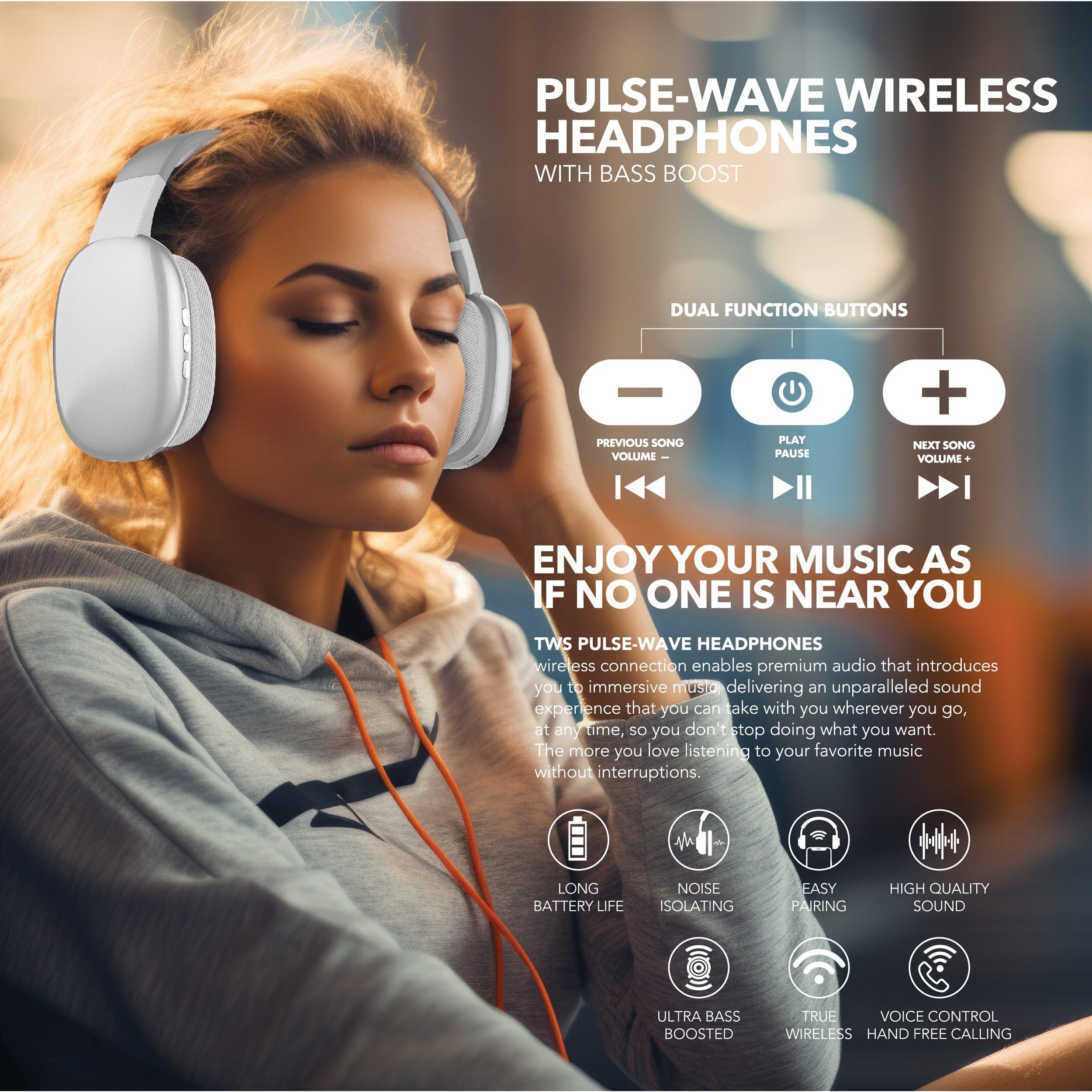 RCA RCA Wave-56 Wireless Headphones, 20 Hour Battery Life, Hi-Res Audio, Enhanced Bass, Transparency Mode, Lightweight Comfort, Travel Friendly Design, White
