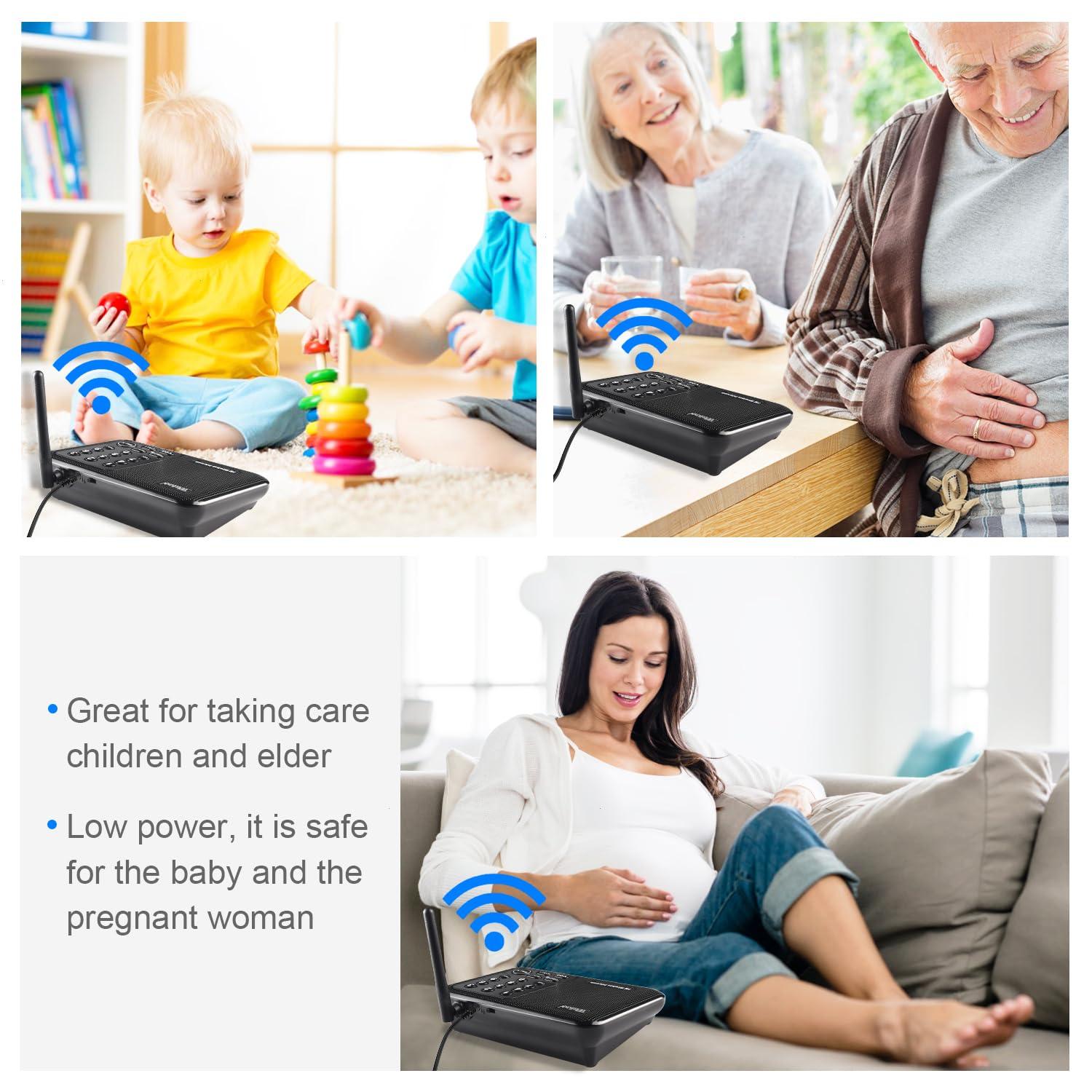 Wuloo Wuloo Intercoms Wireless for Home 1 Mile (5280 Feet) Range 10 - Channel, Wireless Home Intercom System for House Business Office, Room to Room Intercom, Home Communication System (2 Packs, Black)