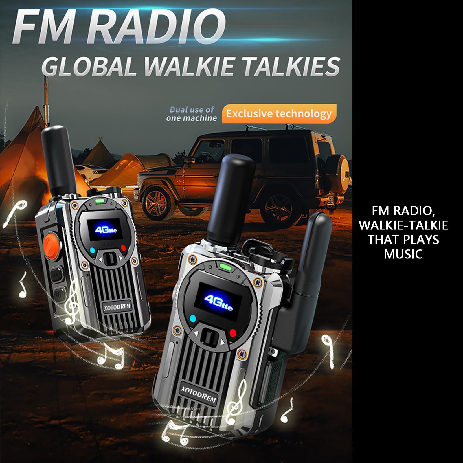 Generic XOTODREM Global Walkie Talkie Two Way Radio, Portable Radio am fm Home Radio, Unlimited Distance-Rechargeable PTT Cellular Radio Push To Talk, Walkie Talkie that can be used as a Radio (with SIM card)