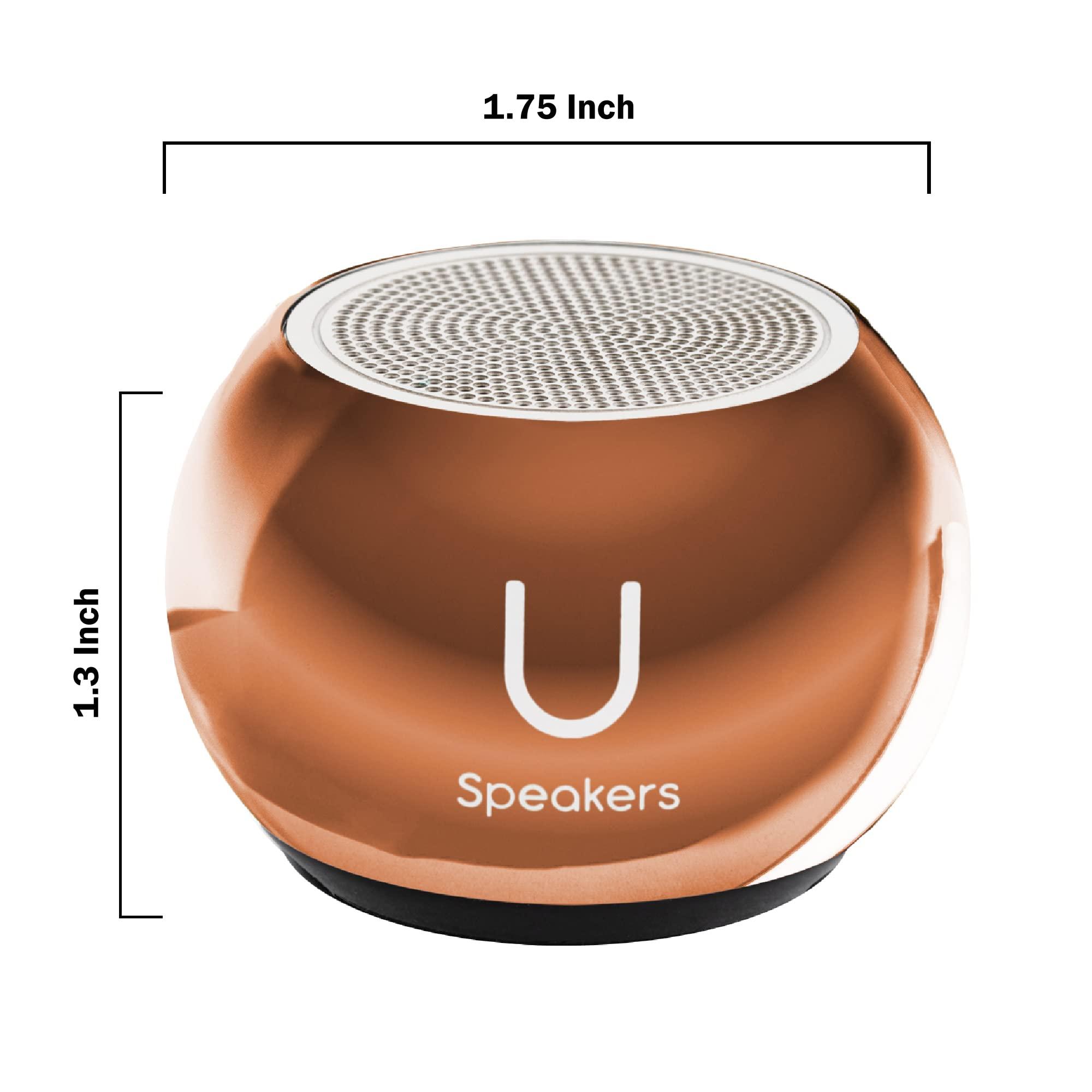 Fashionit Fashionit U Speakers Mini Bluetooth Computer Speaker 2-Pack Bundle with Matching Speaker, Built-in Mic & Selfie Remote Control, for Workspace, Desktop, Laptop, Mobile, Tablet, PC - Mirror Rose Gold