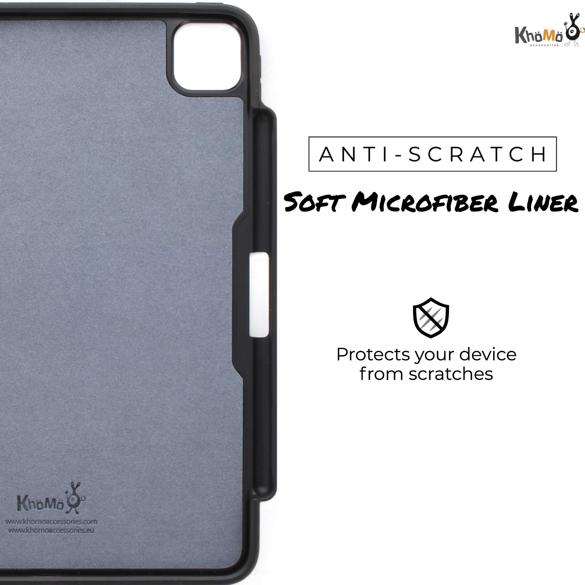 KHOMO KHOMO iPad Case Pro 12.9 Case 4th Generation 2020 with Pencil Holder - Dual Origami Series - Horizontal and Vertical Stand - Supports Apple Pen Charging - Charcoal Black, KHO-1683, KHO-1683, KHO-1683, KHO-1683