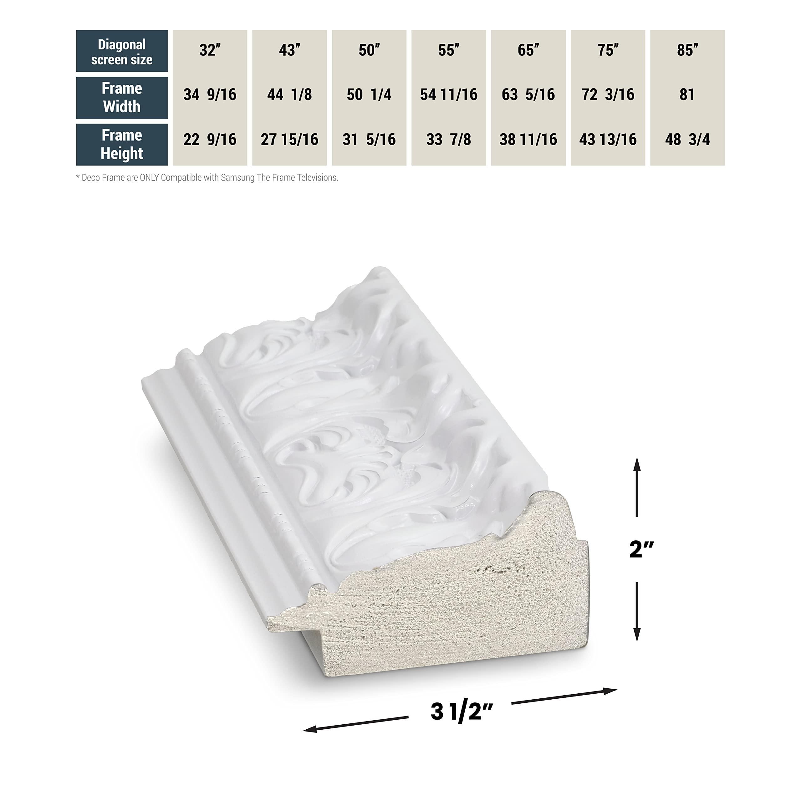 Frame My TV Frame My TV Deco TV Frames -Tuscan Gloss White Compatible ONLY with Samsung The Frame TV and Pro (Fits 2021-2025 Frame TV, 75")