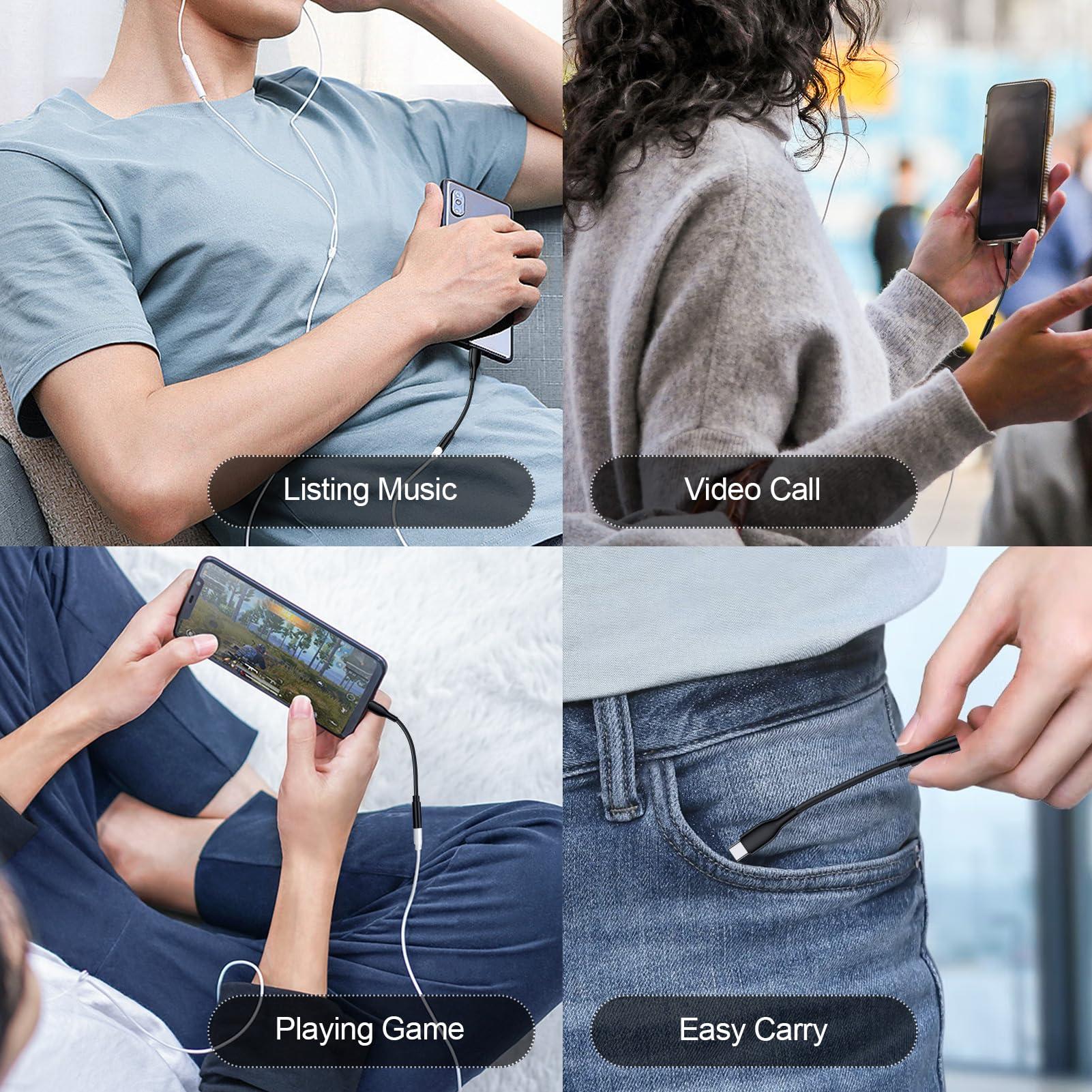 UorMe USB C to 3.5mm Headphone Adapter for Google Pixel 9 Pro XL Fold 8A 7A 6A 5A, 2Pack Type C Audio Adapter Headphone Jack Aux Cord for Samsung Galaxy A14 A15 A16 A54 A55 A53 S24 FE Ultra S23 S22 Plus