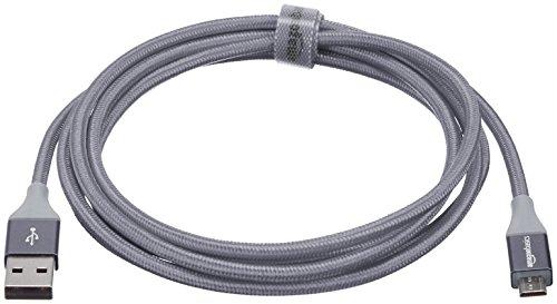 Amazon Basics Amazon Basics Micro USB to USB-A 2.0 Fast Charging Cable, Nylon Braided Cord, 480Mbps Transfer Speed, 6 Foot, Dark Gray