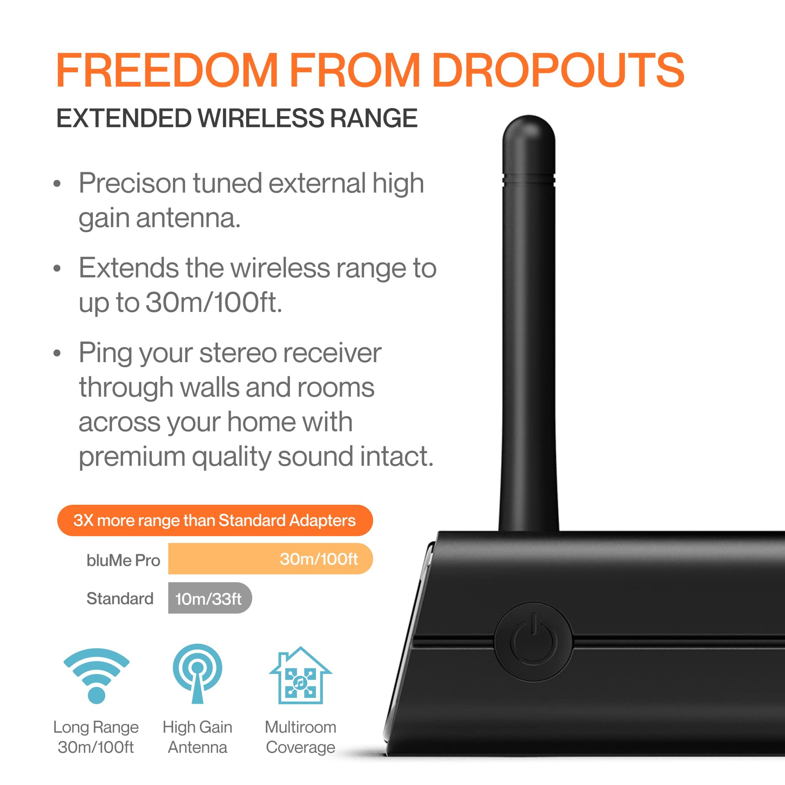 Auris Auris Blume Pro HiFi Bluetooth 5.3 Music Receiver Long Range Bluetooth Adapter with Audiophile DAC, LDAC, aptX HD, OLED Display & Optical Coaxial AUX Output for Home Stereo, AV Receiver or Amplifier