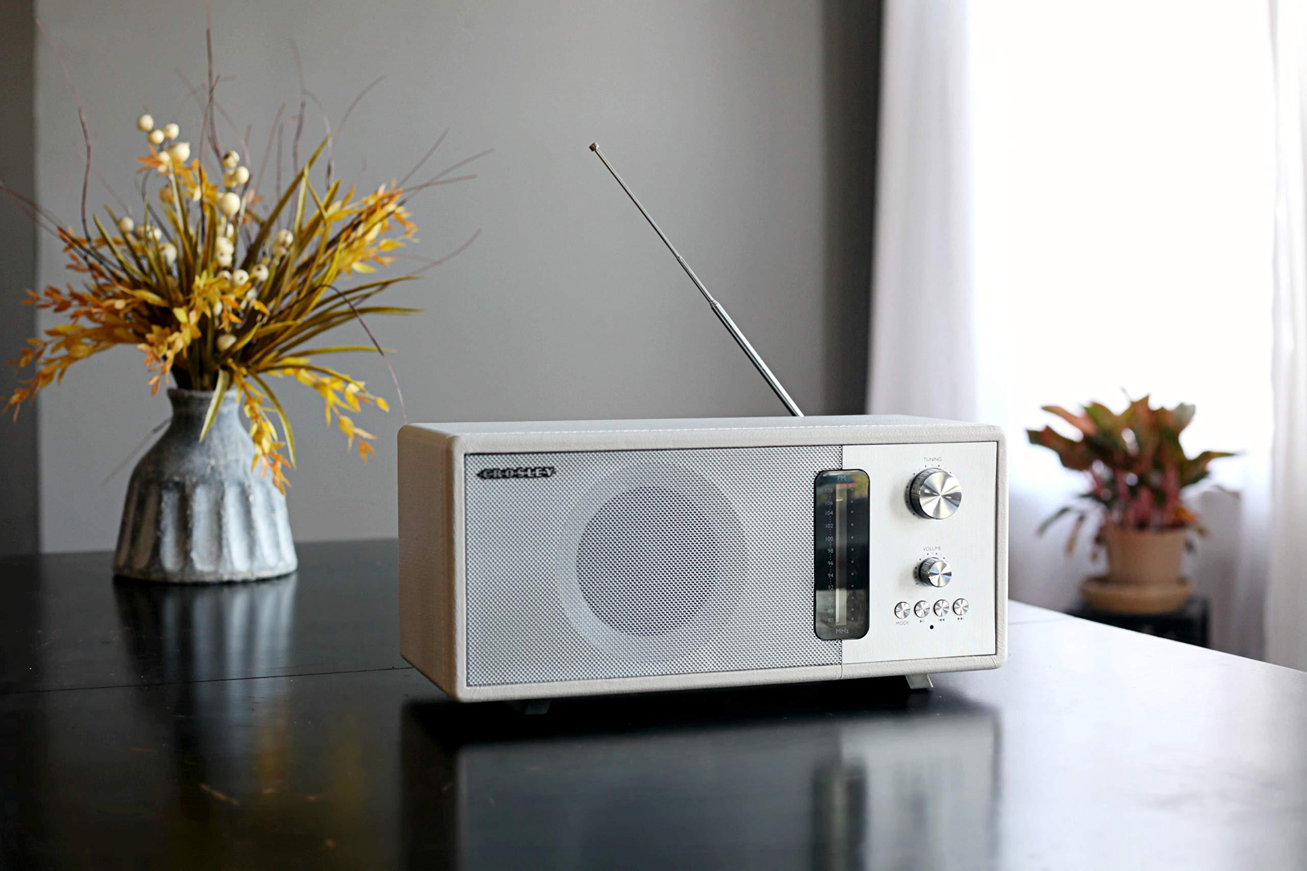 Crosley Crosley CR3037A-WS Harmony Modern Bluetooth FM Tabletop Radio, White Sand
