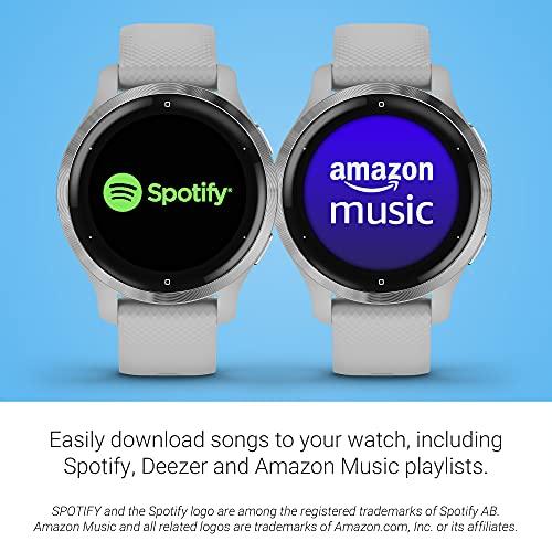 Garmin Garmin Venu 2S, Smaller-sized GPS Smartwatch with Advanced Health Monitoring and Fitness Features, Silver Bezel with Light Gray Case and Silicone Band