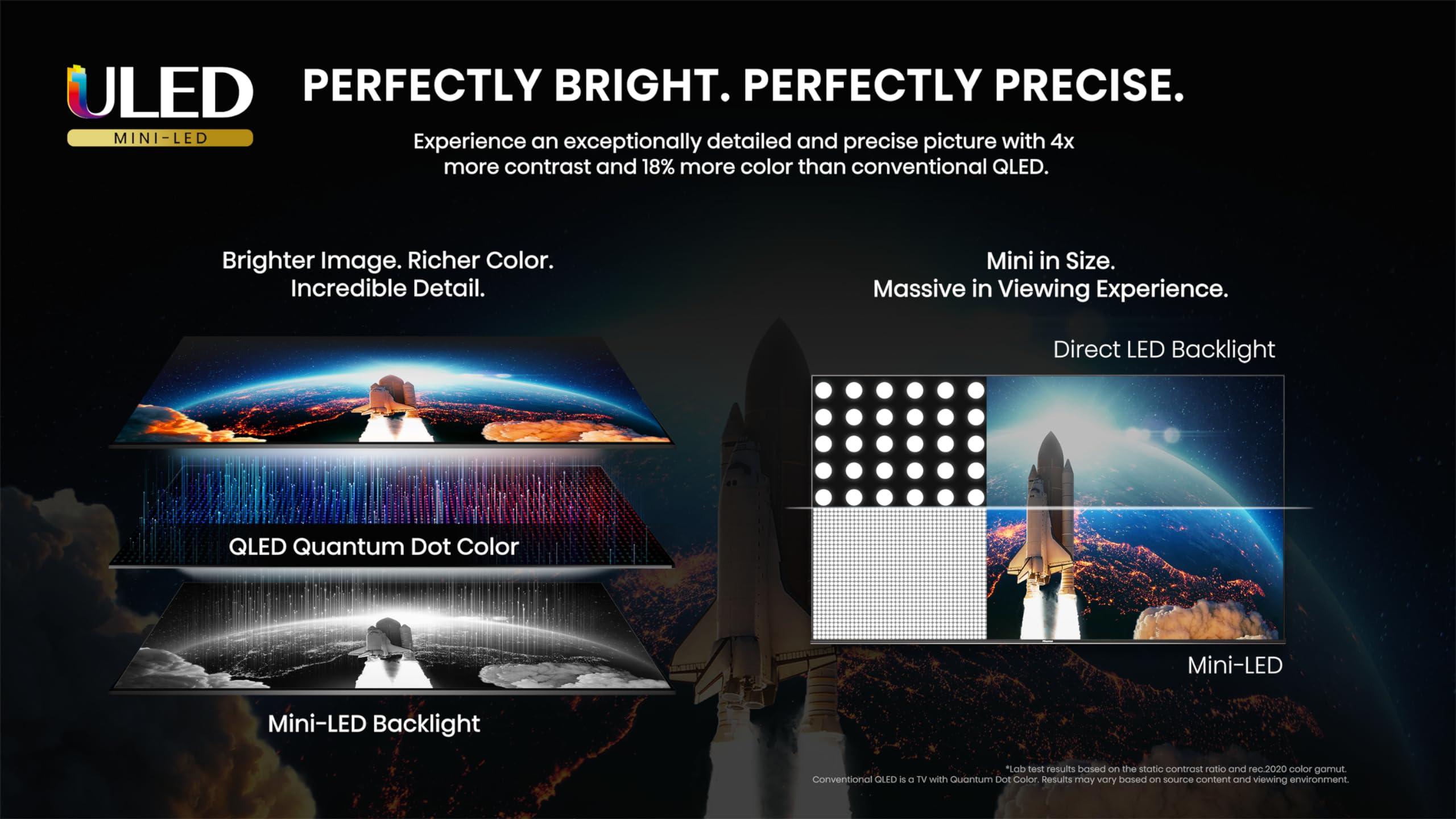 Hisense Hisense 65-Inch Class U8 Series Mini-LED ULED 4K UHD Google Smart TV (65U8K) - QLED, 480 Motion Rate, 144Hz Game Mode Pro, Dolby Vision IQ, HDMI 2.1, Alexa Compatibility, 2.1.2 Multi-Channel Audio