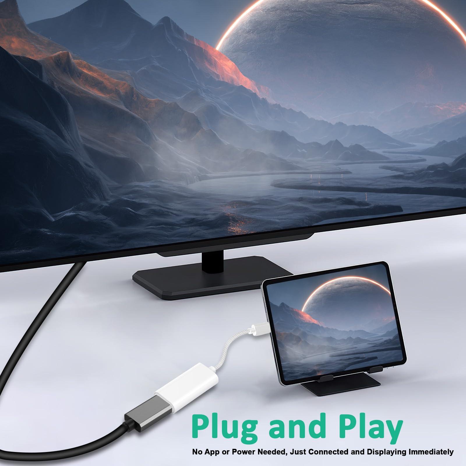 Herfair USB C to HDMI Adapter [MFi Certified] Type-C Digital AV Adapter for iPhone 15 to Monitor 4K HDMI Female to Type-C Male Converter for MacBook Pro/Air, iMac, Dell XPS, iPad Pro, Galaxy S23, More (White)