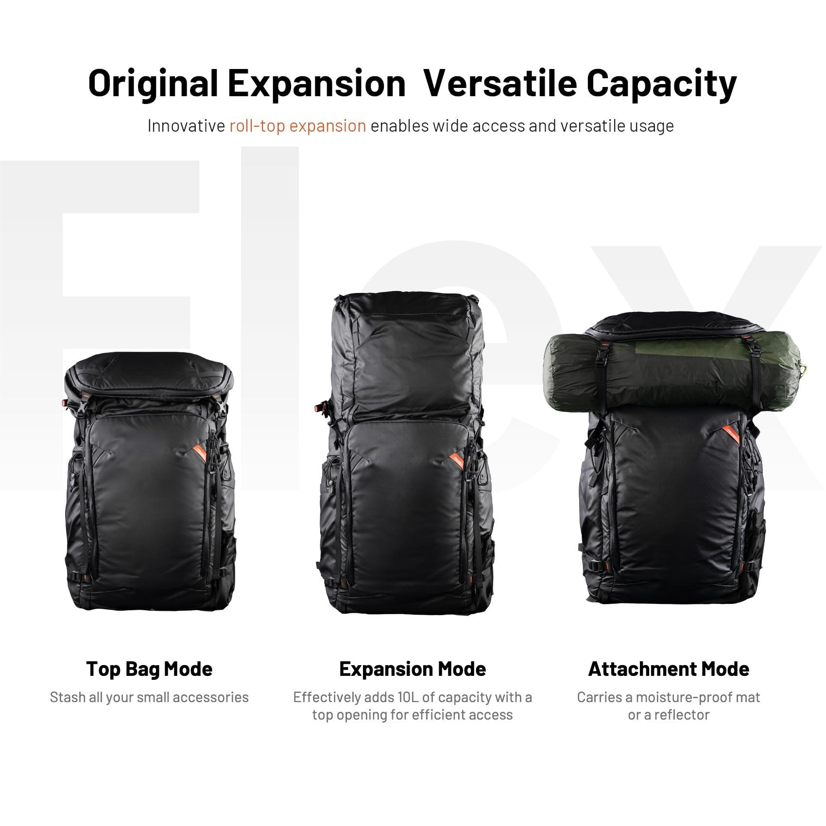 PGYTECH PGYTECH OnePro Flex Backpack 50L+Camera Insert Bag M, Fits DSLR/SLR/Mirrorless Cameras/Lenses and Other Gear, Lightweight Outdoor Hiking Bundle for Photography, Travel Bag with Laptop Compartment