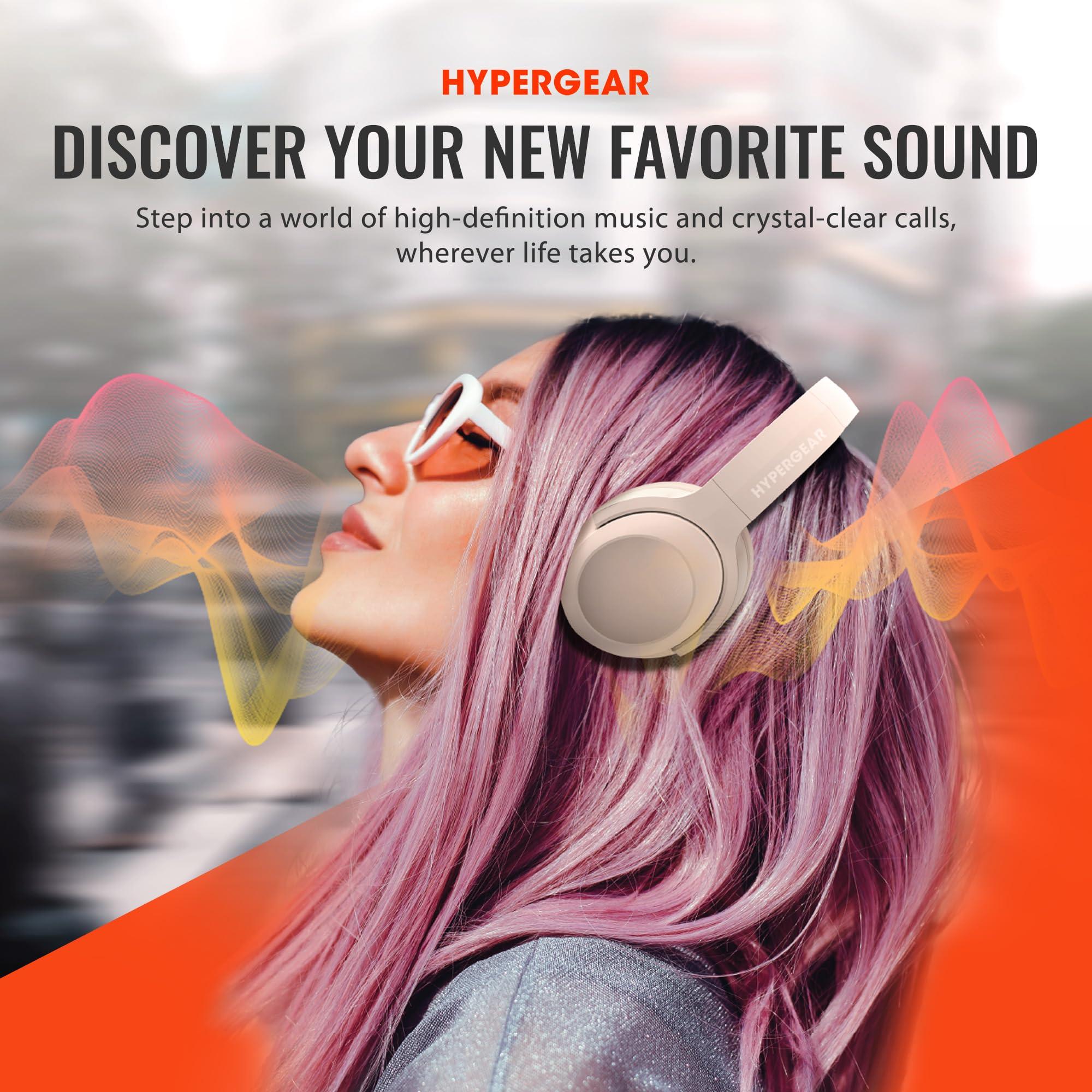 HyperGear HyperGear Headphones Wireless - Bone Active Noise Cancelling Headphones Over Ear Bluetooth HD Audio Deep Bass Dual Noise Canceling Mics ANC Gym Headphone Wireless Over Ear Sound Cancelling Foldable