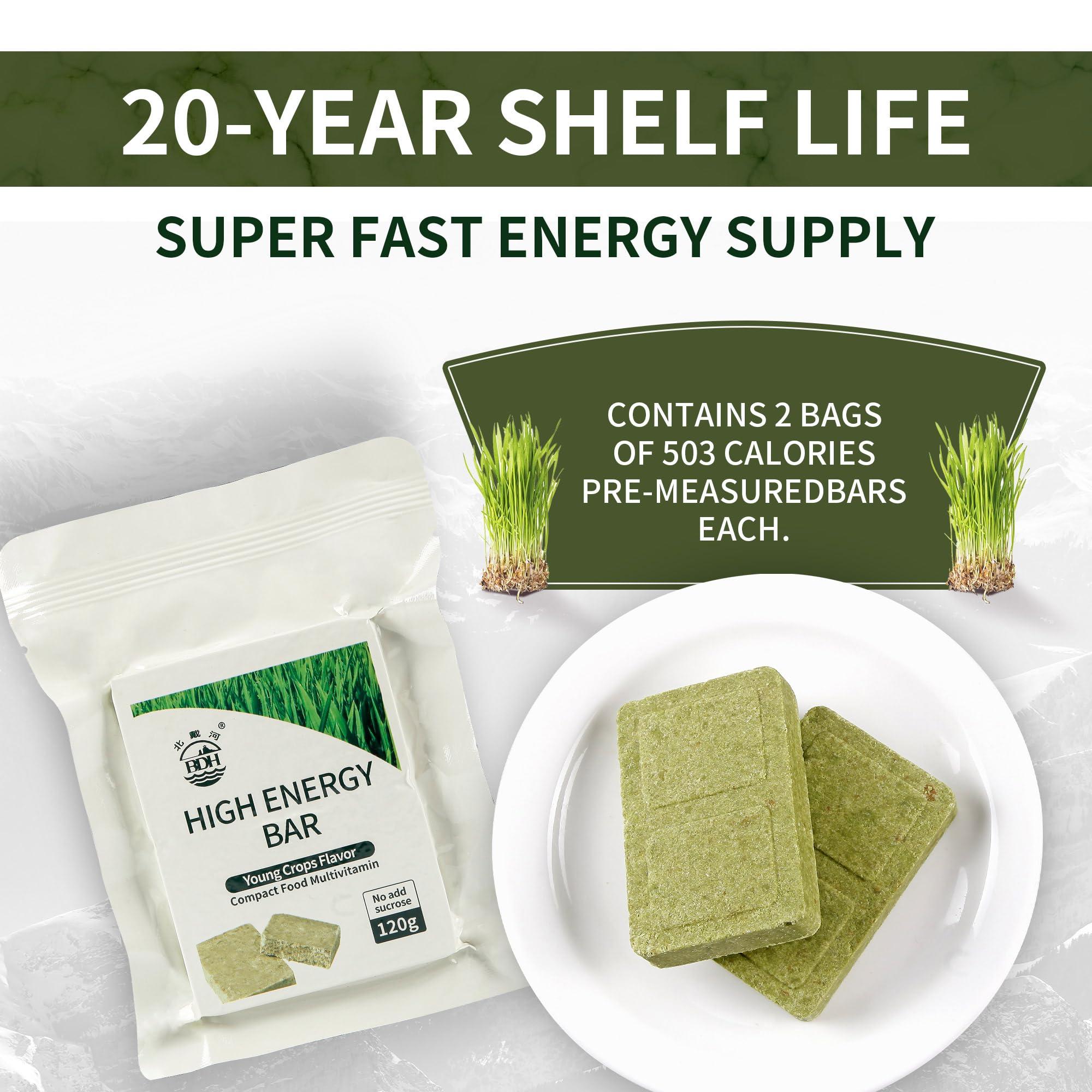 BDH Emergency Food Ration Bars, Crops Flavor Survival Energy Bar Supply for Outdoor Camping Emergency Snowstorm Earthquake Disaster Preparedness Food with 20 Years Long Self Life, 120g/bar