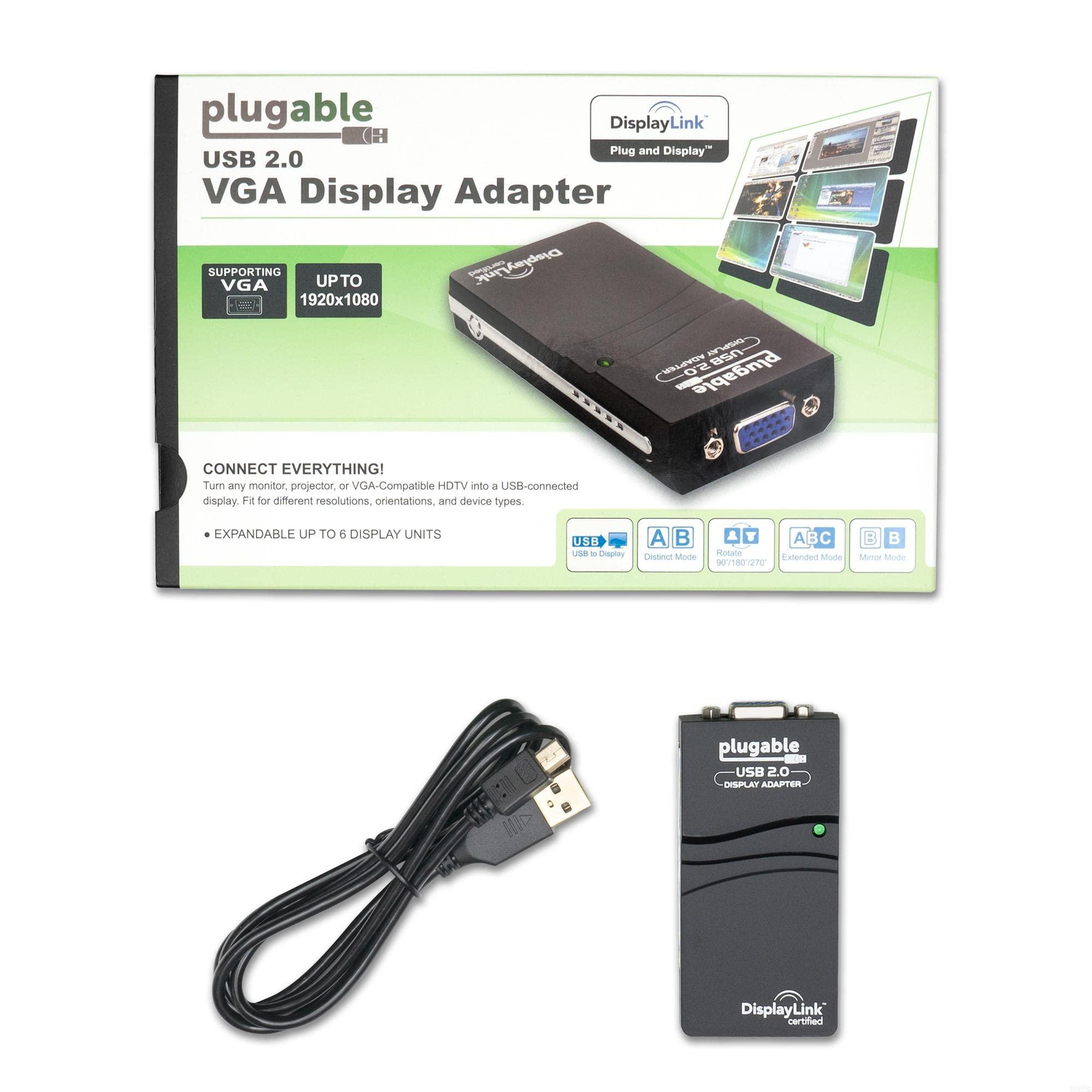 Plugable Plugable USB 2.0 to VGA Video Graphics Adapter for Multiple Monitors up to 1920x1080 Supports Windows 11,10, 8.1, 7, XP, Mac, and ChromeOS