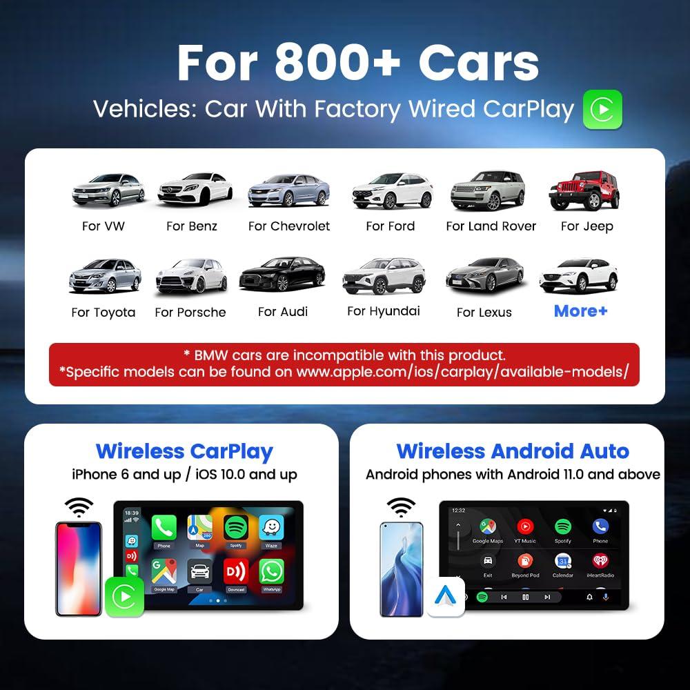 Carlinkit Carlinkit CarPlay Android 13.0 AI Box Adapter, 3-in-1 CarPlay AI Box Max(Plus), Plug & Play, Easy Setup, Built-in Google Play/Netflix/YouTube/TF Card, for Cars with OEM Wired CarPlay&Touchscreen