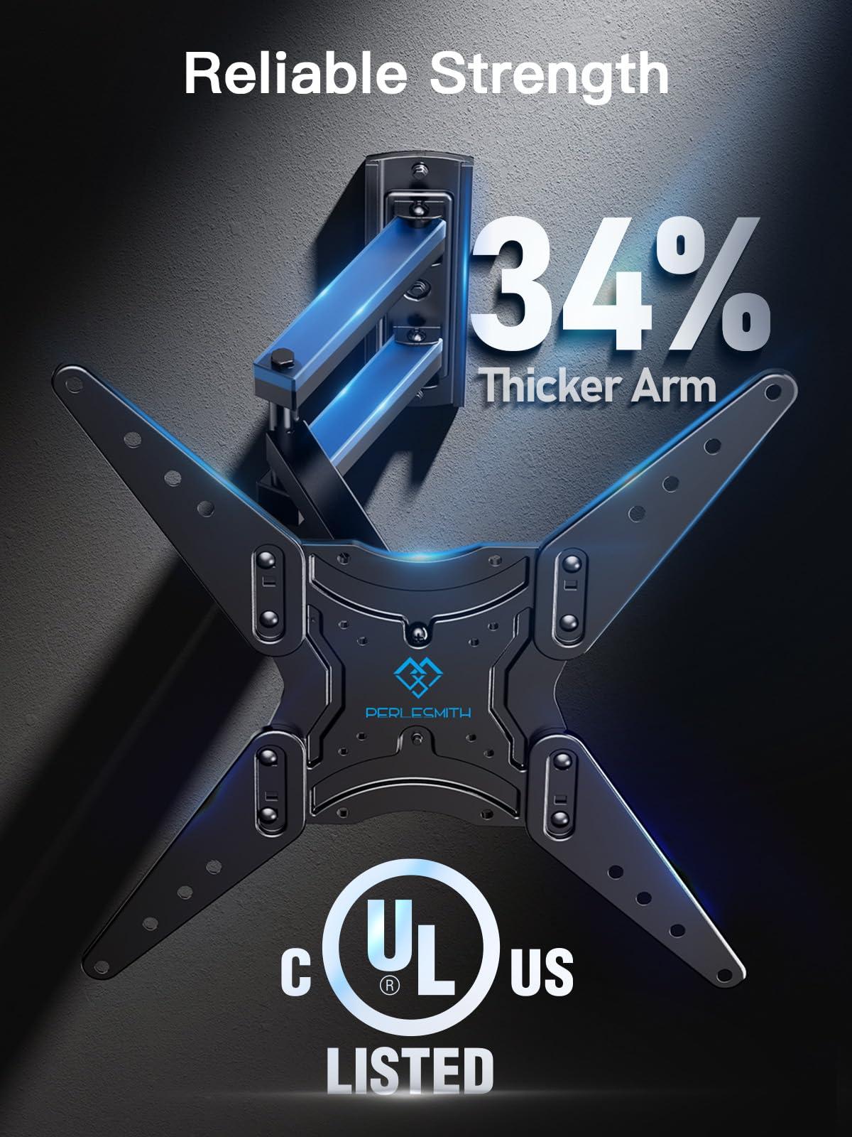 PERLESMITH PERLESMITH UL-Listed Full Motion TV Wall Mount for 26-60 Inch TVs,PSMFK1 & PERLESMITH UL Listed Full Motion TV Wall Mount for Most 26-60 inch Flat Curved OLED 4K TVs up to 77lbs, PSMFK12