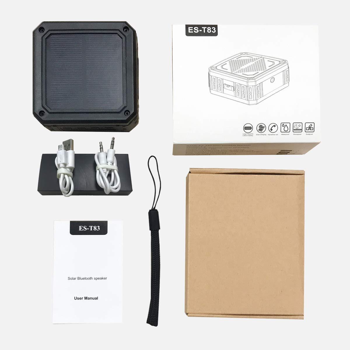 ABFOCE ABFOCE Solar Speaker Portable IPX6 Waterproof Bluetooth Speaker 15 Hours of Playtime Rich Stereo Bass Shockproof Dustproof for Home and Outdoor Wireless Speaker(1-Pack)