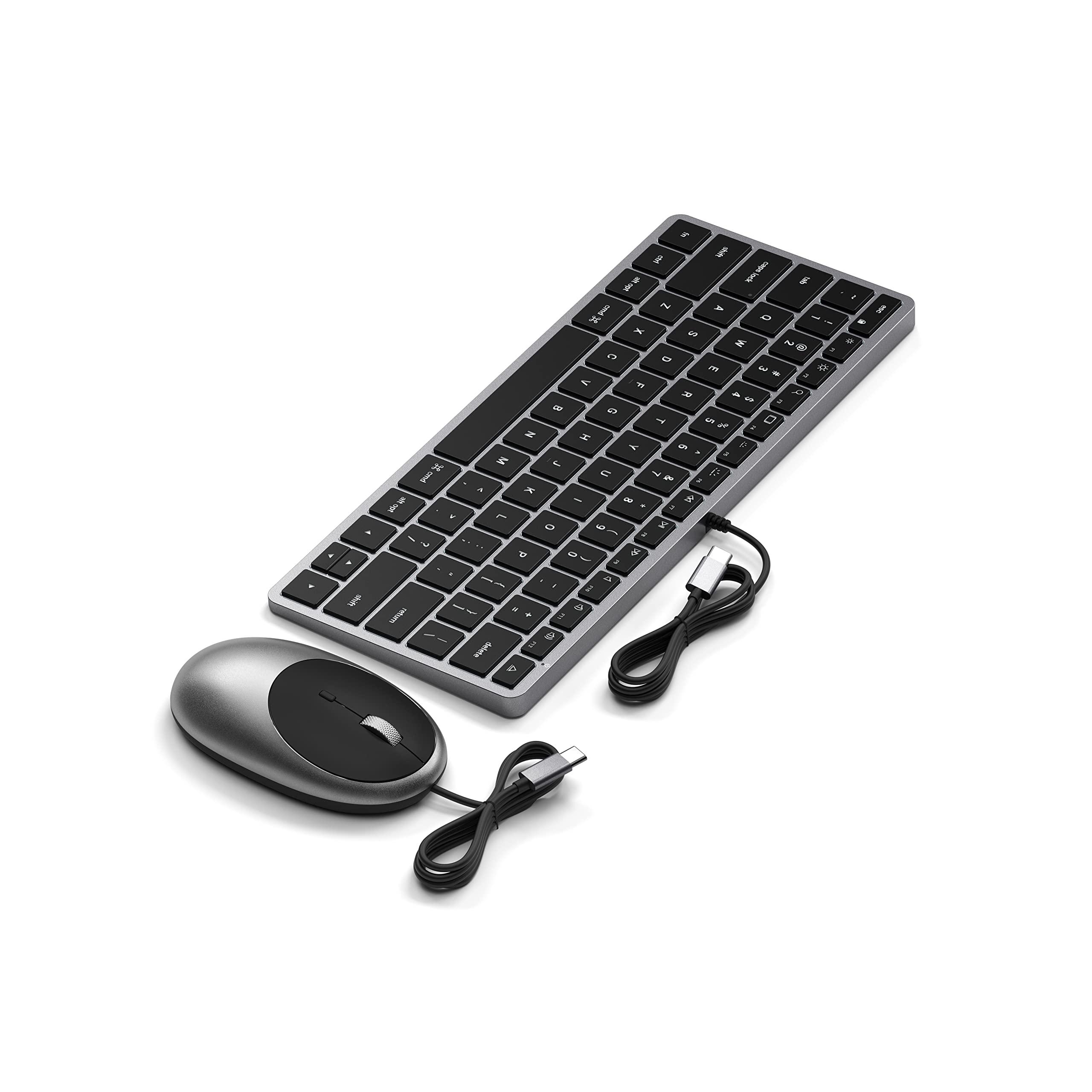 Satechi Satechi Slim W1 Wired Keyboard & Aluminum C1 Wired Mouse Bundle, USB C Connection, Backlit Keys, Adjustable DPI, for MacBook Pro/Air, iPad Pro/Air, iMac, Latops, Desktops, and Tablets