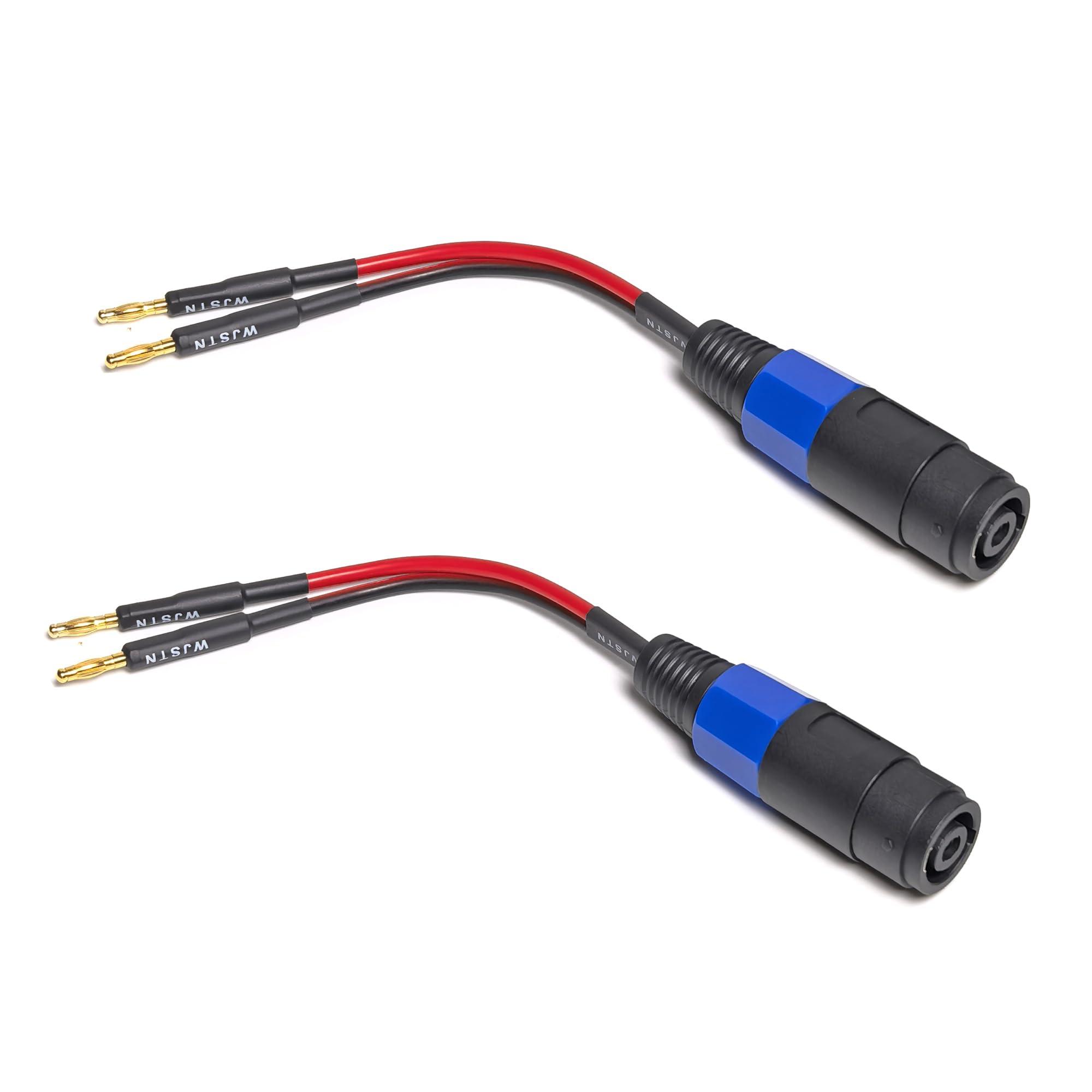 WJSTN WJSTN Banana Plugs to speakon Speaker Adapter Cablespeakon to Banana Plug Cable 12awg 6in/2 Pack