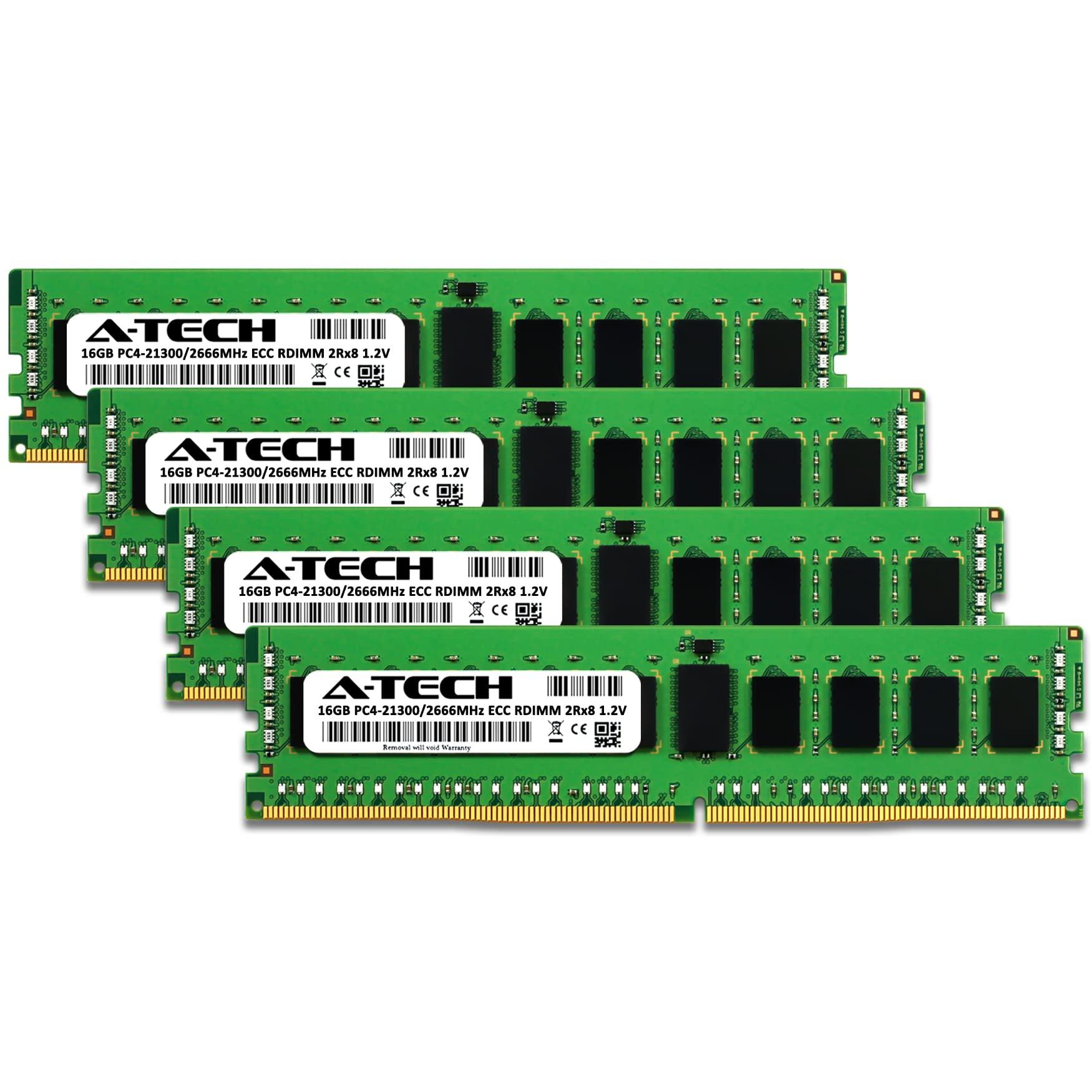 A-Tech A-Tech 64GB Kit (4x16GB) RAM for Supermicro SuperWorkstation 5049A-T | DDR4 2666MHz PC4-21300 ECC RDIMM 2Rx8 Registered Server Memory Upgrade
