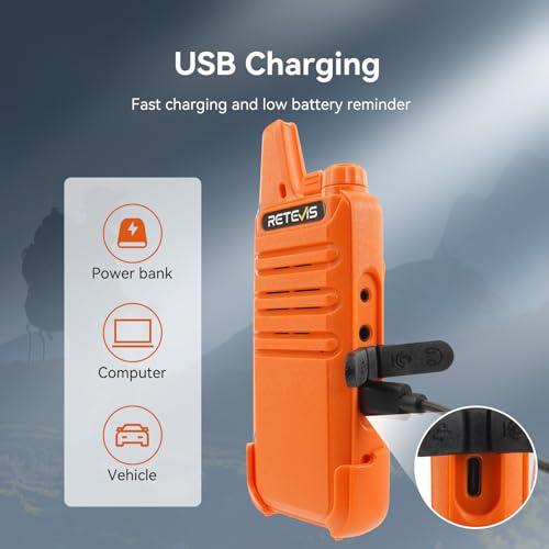 Retevis Retevis RT68 Walkie Talkies for Adults, 2 Way Radios Long Range, Hands Free (4 Pack) Bundle with RT22 Rechargeable Walkie Talkies, Long Range Two Way Radio for Adults(4 Pack, Orange)
