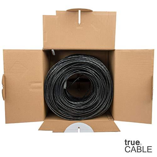 TRUE CABLE trueCABLE Cat6 Riser (CMR), 1000ft, Black, 23AWG 4 Pair Solid Bare Copper, 550MHz, PoE++ (4PPoE), ETL Listed, Unshielded Twisted Pair (UTP), Bulk Ethernet Cable