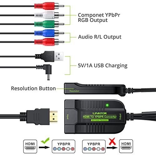 LiNKFOR LiNKFOR 1080P HDMI to Component Converter Scaler, HDMI Input to YPbPr Convert HDMI to Component, Only HDMI to YPbPr Adapter for HDTV Box PC PS3 Roku Blu-Ray DVD (NOT Component to HDMI)