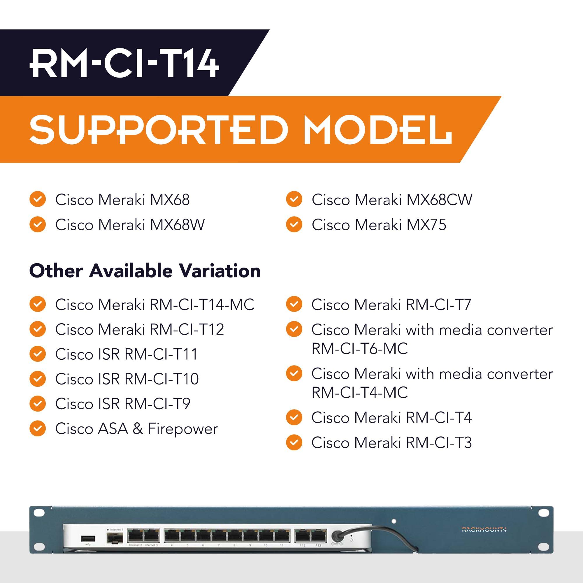 R RACKMOUNTIT Cisco Meraki Firewall Appliance Rack Mount - 1U Server Rack Shelf with Easy Access Front Network Connections, Properly Vented, Customized 19 Inch Rack - RM-CI-T14 by Rackmount.IT