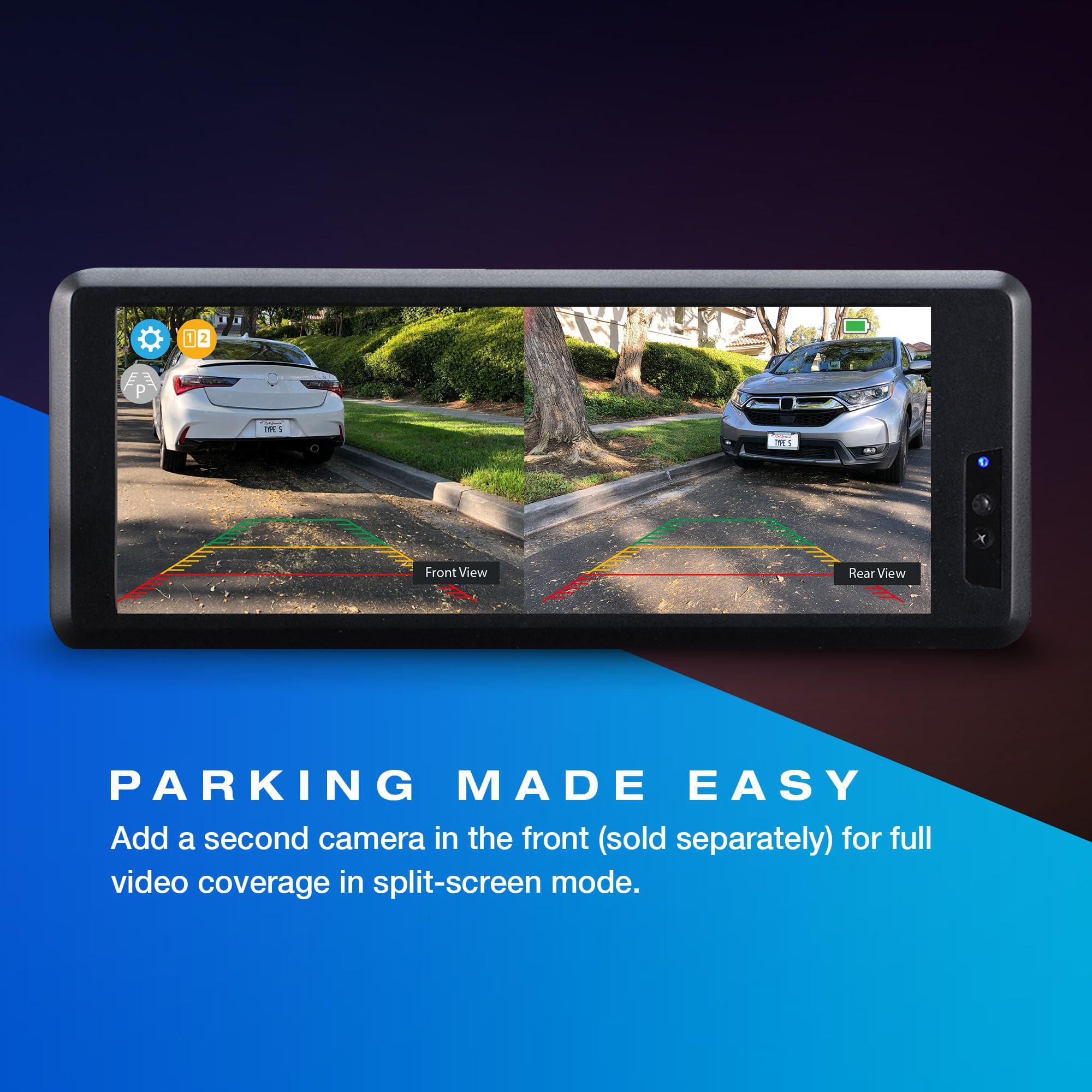 TYPE S TOURING ITEMS Type S | Vehicle Wireless Backup Camera License Plate Frame, Extra Long Battery Life with Solar Powered Charging, Waterproof, Portable 6.8" HD Motion-Activated Touch-Screen Monitor for Cars, Truck, RV