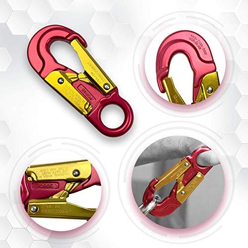 ProClimb ProClimb Forged Aluminum Snaphook - Double Action Self Locking Gate, Captive Eye 27 kN - Red-Snaphook- Aluminum Snap Hook Hardware