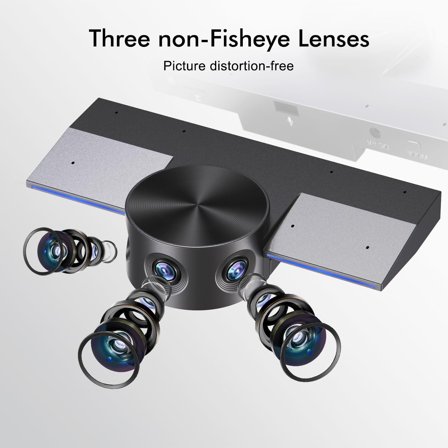 Meeteasy Panoramic 180 Video Camera, Immersive Video Conference Experience, both Overall and Speakers Close-up view, 1080P Webcam for Huddle Room and Homebased Office, Plug and Play with Micro SD Card Slot