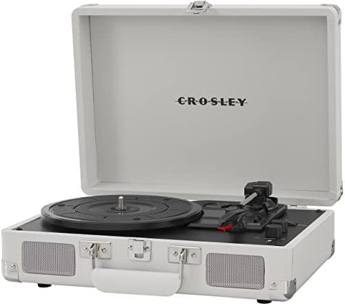 Crosley Crosley CR8005F-WS Cruiser Plus Vintage 3-Speed Bluetooth in/Out Suitcase Vinyl Record Player Turntable, White Sand
