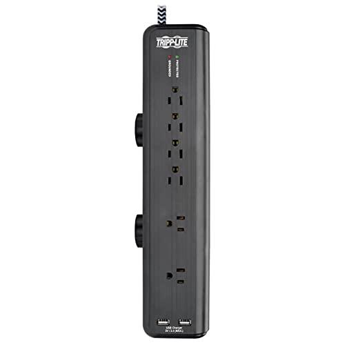Tripp Lite Tripp Lite Desk Clamp Surge Protector Power Strip, 6-Outlets & 2 USB, Microbrial Resistant, 8 ft Braided Cord, 2100 Joules, 1875W, 40,000 Insurance & Lifetime Manufacturer's Warranty (TLP608DMUAM)