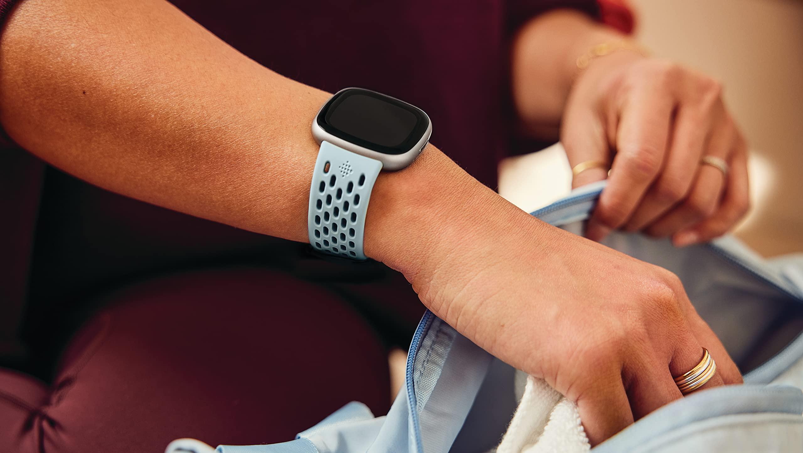 Fitbit Fitbit Sport Band for Fitbit 24mm Attach,Sea Blue/Ocean,Large *Compatible with Sense 2, Sense, Versa 4 & Versa 3