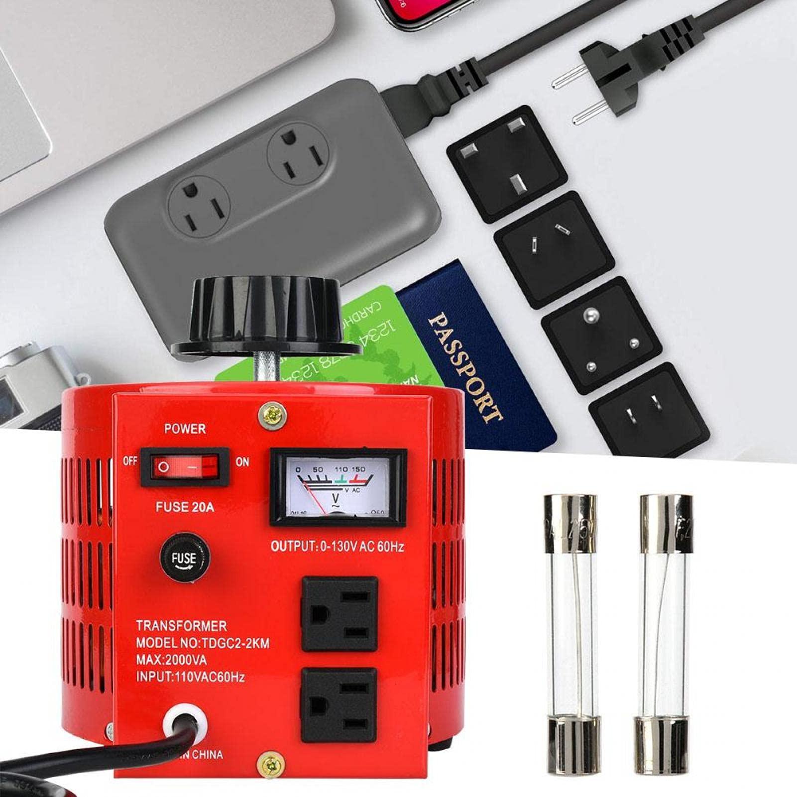 EVTSCAN AC 110V 2000W Voltage Regulator, Automatic Single Phase Variable Transformer Power Supply Output 0~130V 20A, for Science L Film Video Lighting Applications