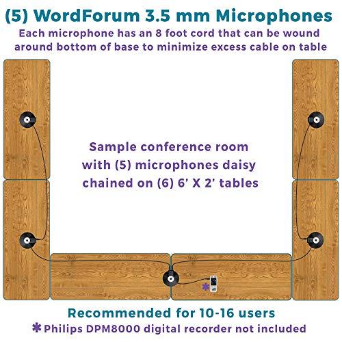 ECS ECS WordForum 3.5mm TRS 360° Omnidirectional Stereo Conference Microphone for PC - with Daisy Chain Option, Condenser Mic for Teleconferencing - 5 Pack