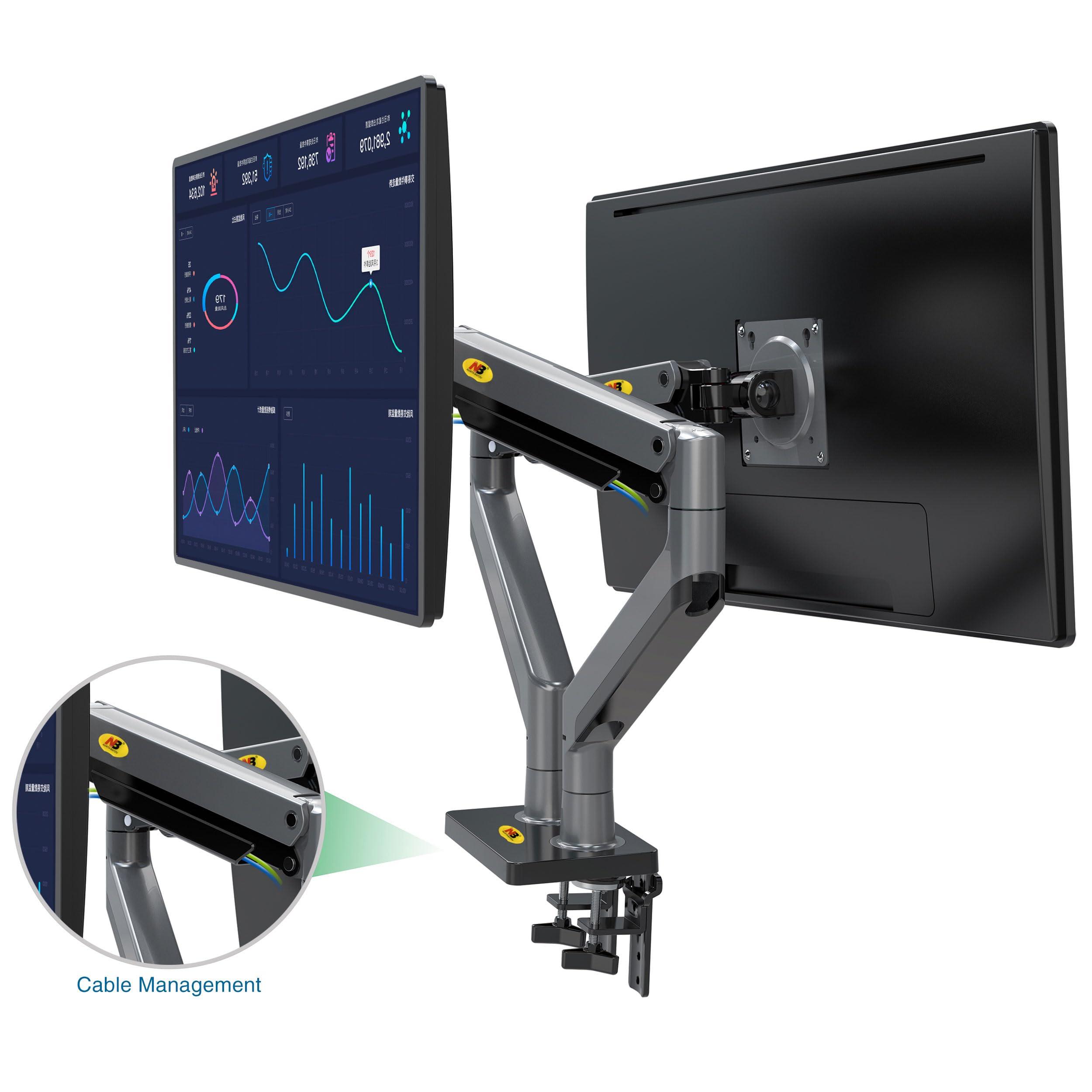 NB North Bayou NB North Bayou Dual Monitor Arm Ultra Wide Full Motion Swivel Monitor Mount for 22\'\'-32\'\' Monitors Load Capacity from 4.4 to 26.4lbs for Each Arm Height Adjustable Monitor Stand G35