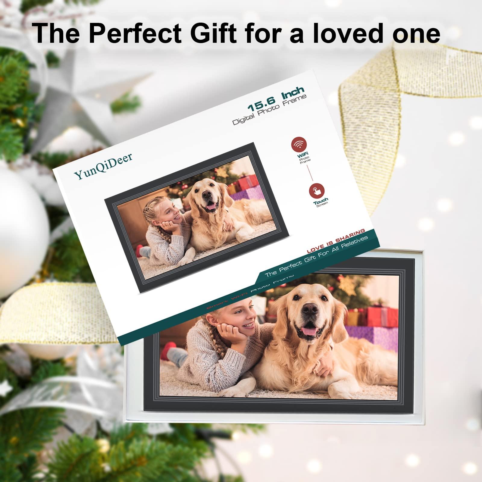 YunQiDeer FRAMEO Digital Picture Frame- 15.6inch Digital Photo Frame with 1920 * 1080 IPS Touch Screen HD Disply,Built-in 32GB Storage,Wall-Mounted,digital Frame Share Photos and Videos via Free App
