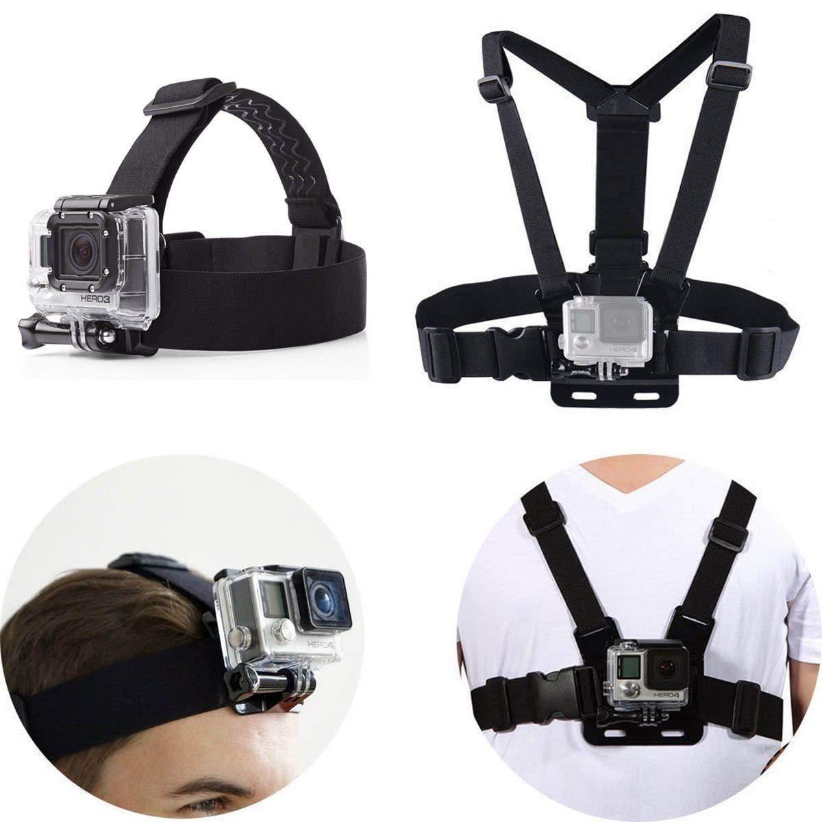 Supkeyer Action Camera Accessories Handlebar Head Chest Mount Strap Harness Adaptor with Cell Phone Clip for Gopro Hero/iPhone 15 14 13 12 11 Pro Max