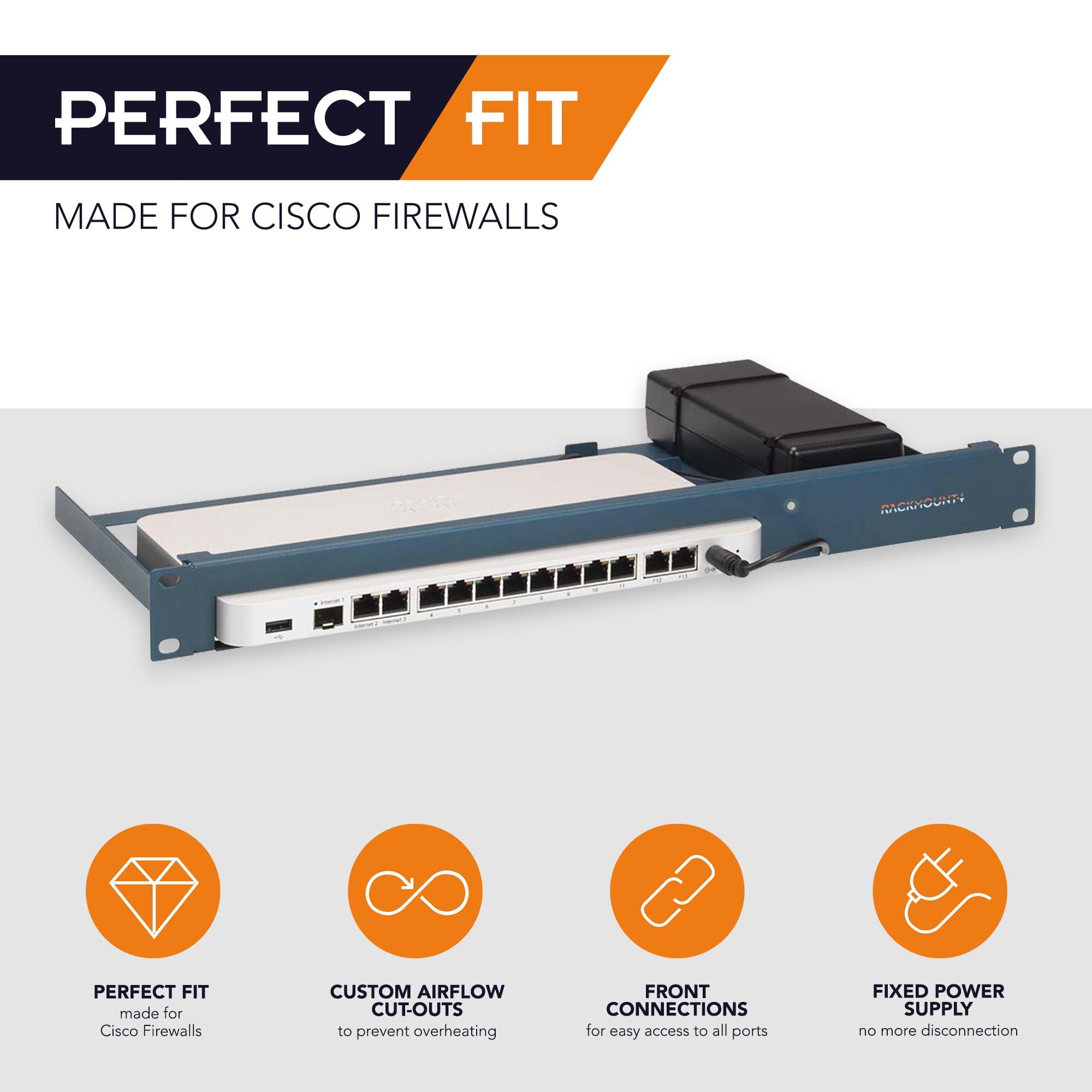 R RACKMOUNTIT Cisco Meraki Firewall Appliance Rack Mount - 1U Server Rack Shelf with Easy Access Front Network Connections, Properly Vented, Customized 19 Inch Rack - RM-CI-T14 by Rackmount.IT