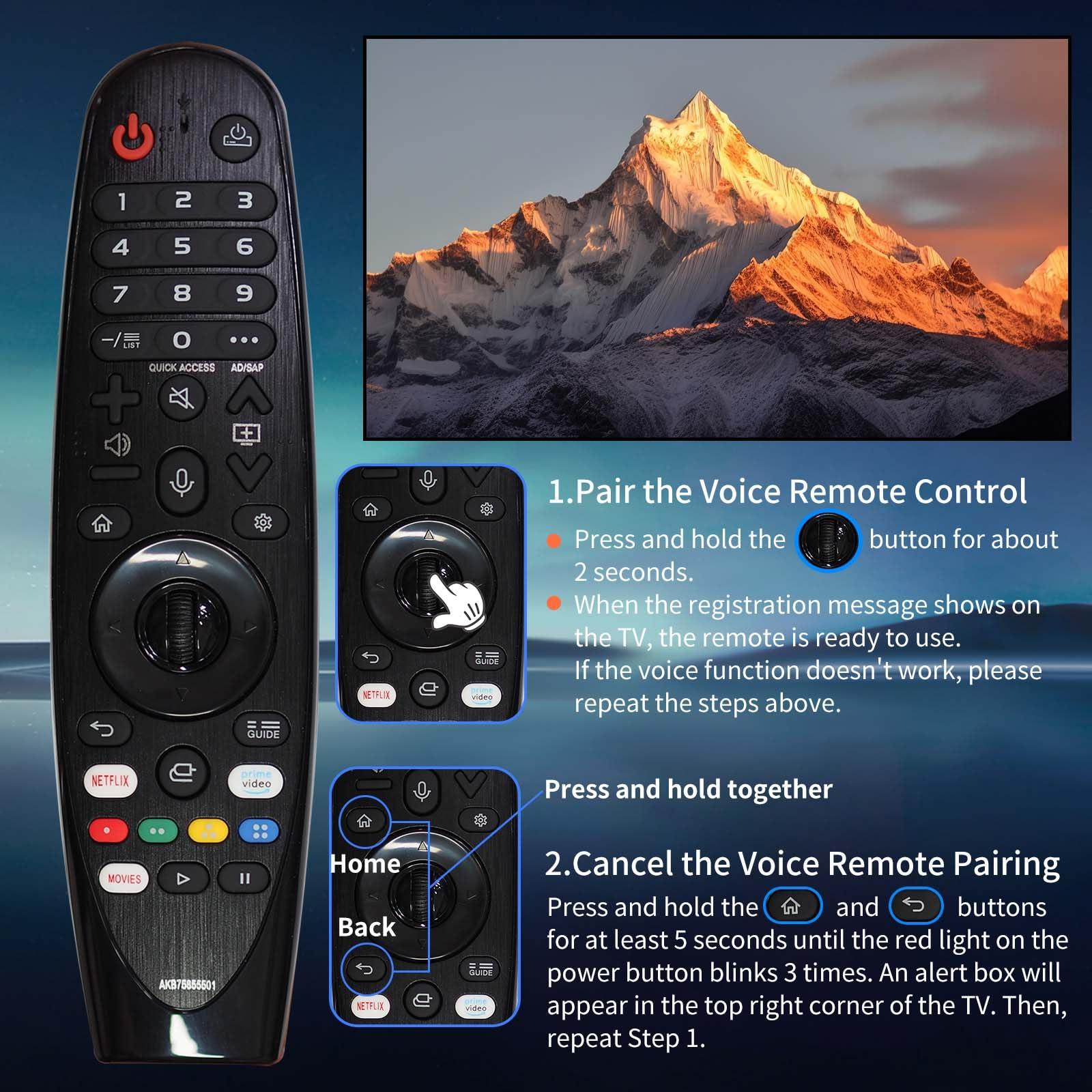 RIVIERA Riviera Voice Magic Remote AKB75855501 for Most LG OLED QNED NanoCell Webos Smart TV with Voice Control & Pointer Function Compatible with TV 2018~2024 MR24GN MR23GA MR22GA MR21GA MR20GA MR19/18BA