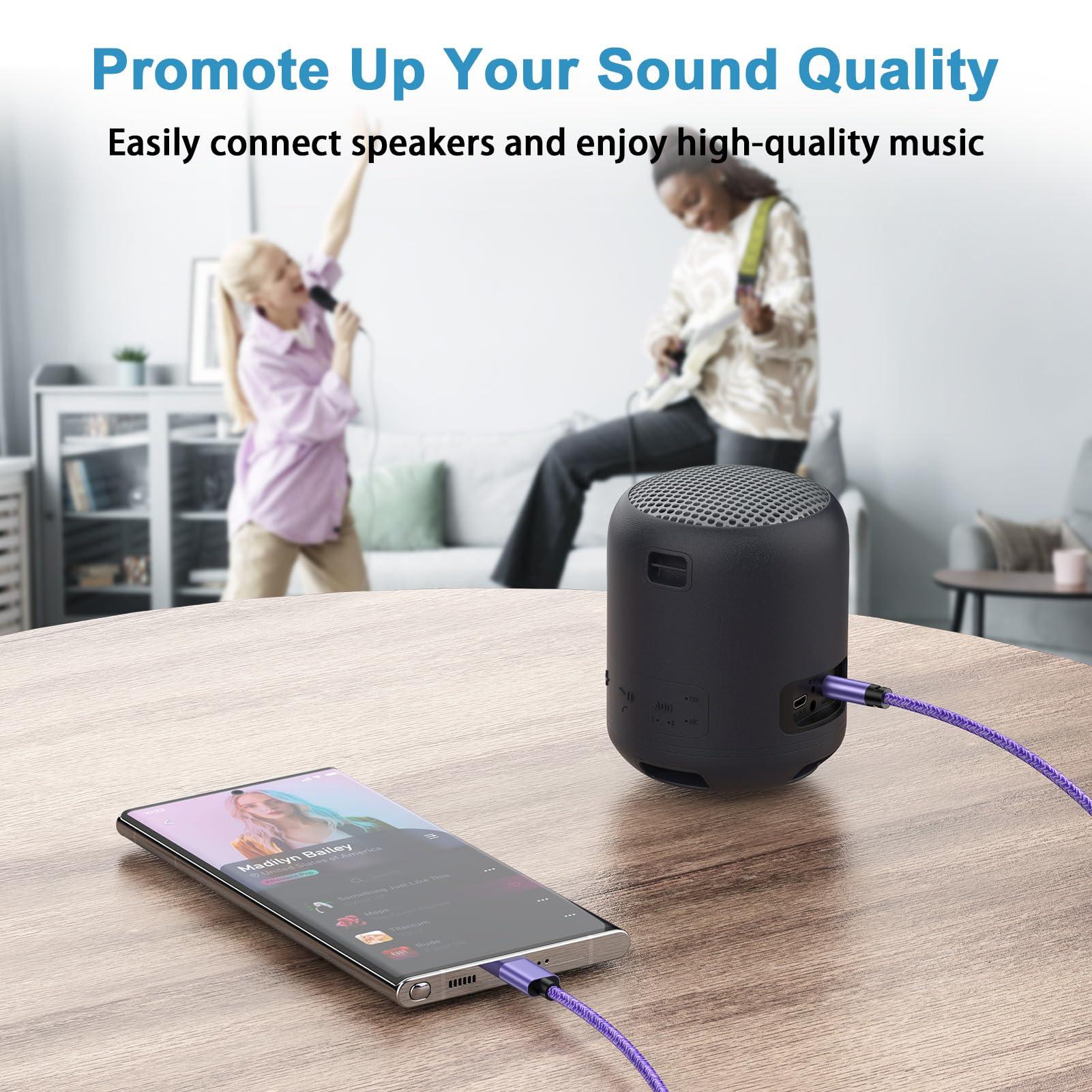 ABCPOW Samsung Audio Aux Car Stereo Jack Cable 3.3ft USB Type C to 3.5mm Headphone Jack Adapter Dongle Cord for Galaxy A17 A26 A36 A56 S25 Ultra S25 Plus S25 S24 Ultra S23 FE A16 A15 A55 A35 A32