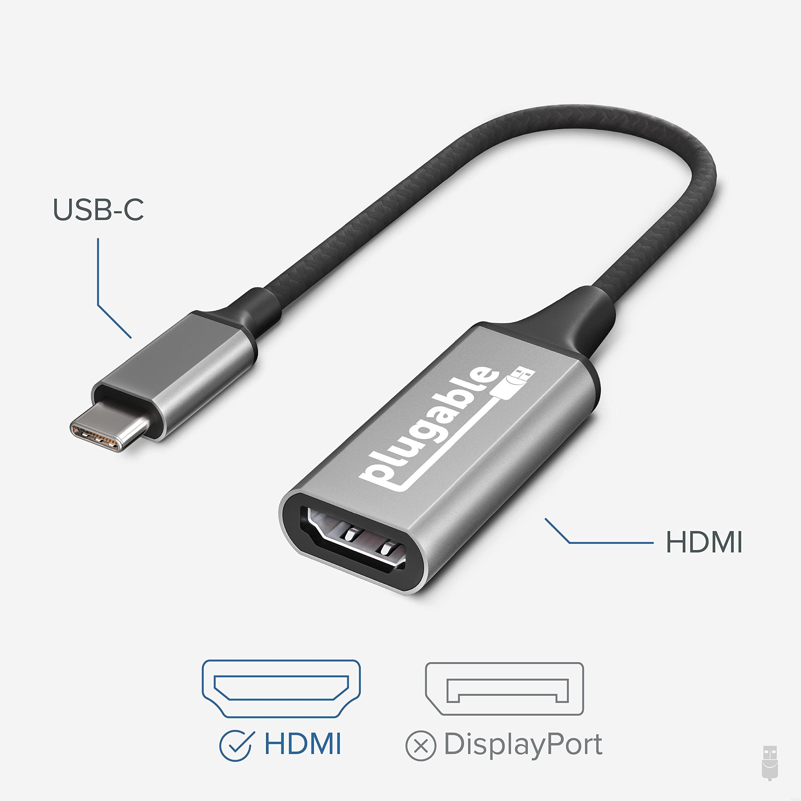 Plugable Plugable USB C to HDMI Adapter, HDMI 2.0, USB4 / Thunderbolt Adapter for 4K Monitor up to 4K 60Hz (USBC-HDMI) iPhone 15+, iPad Pro, MacBook Pro, Dell XPS, Surface Laptop, Lenovo, HP - Driverless