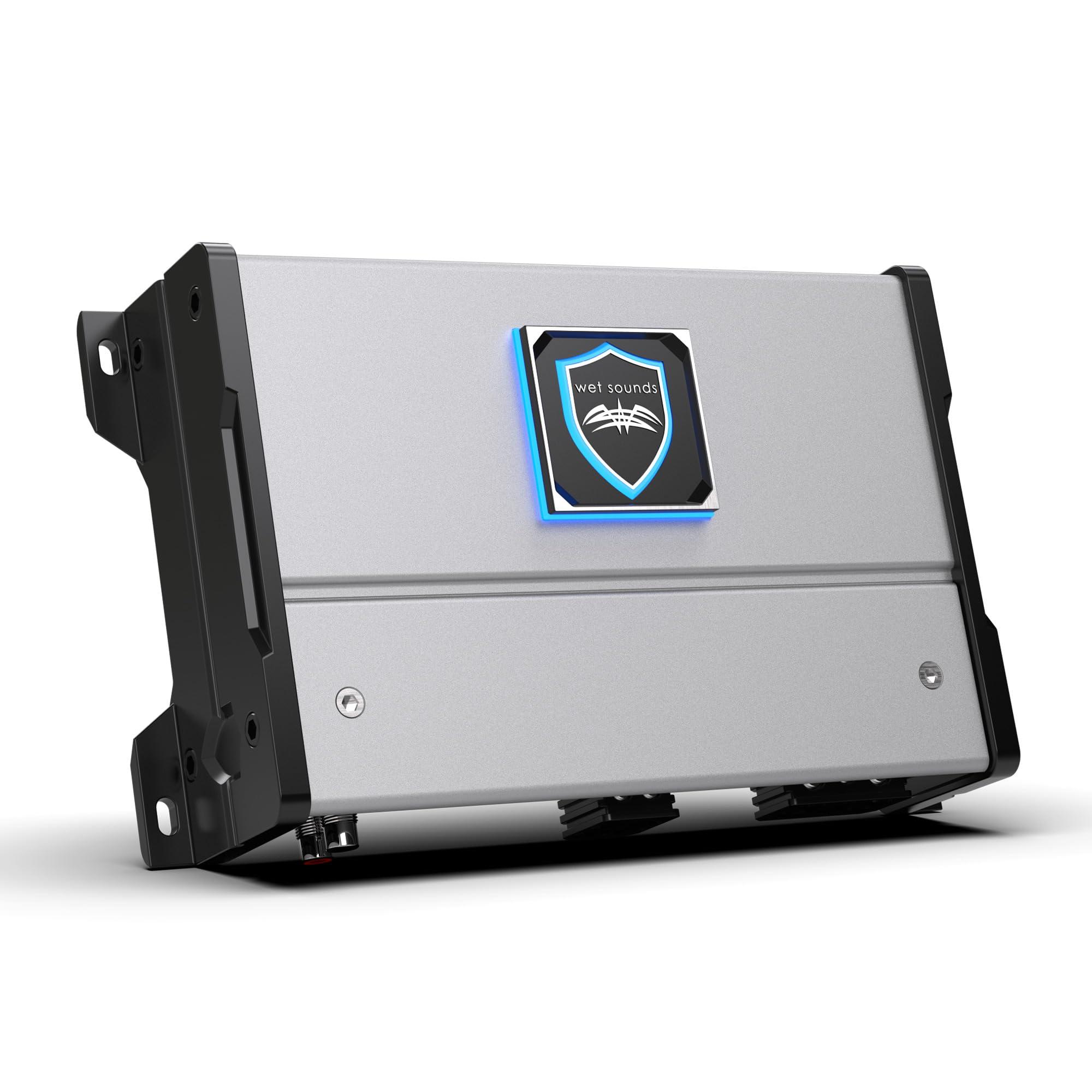 wet sounds Wet Sounds HTM-1 - HTM Series Full-Range Class-D 1200 Watt at 1-Ohm Mono Amplifier with REVO-10-FA-S4 10" Woofer Single 4 OHM and REVO-10-XS-B-SS-GRILLE White Stainless Grille