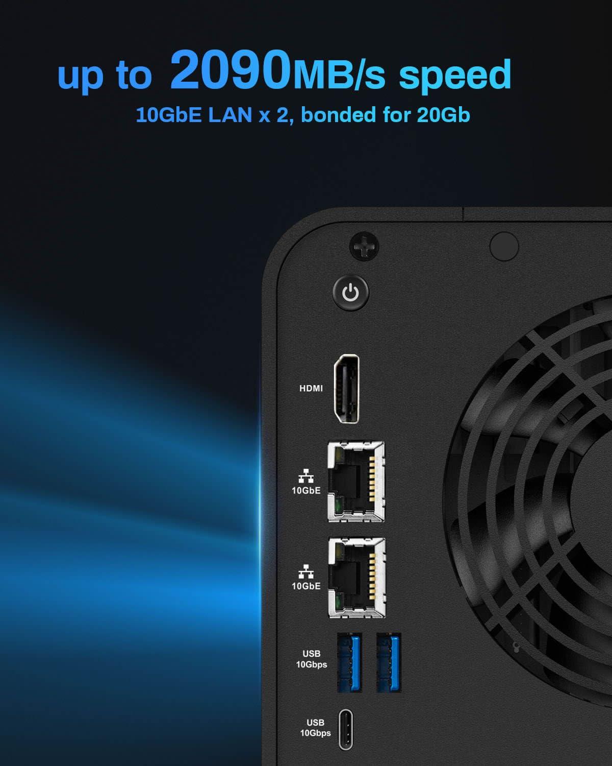 TERRAMASTER TERRAMASTER F4-424 Max NAS Storage - 4Bay Core i5 1235U 10-Cores 12-Threads, 8GB DDR5 RAM, Dual 10GbE Ports, Network Attached Storage Peak Performance for Business (Diskless)
