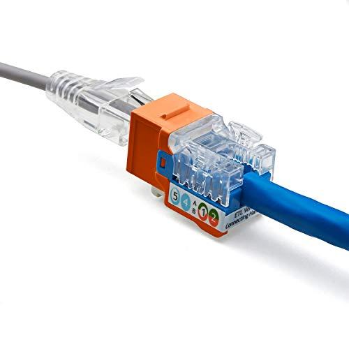 TRUE CABLE trueCABLE Cat6 Keystone Jack, Unshielded (UTP), 90 Degree Punch-Down, PoE++ (4PPoE) 100W, UL Listed, ETL Verified, ANSI/TIA Certified, Modular RJ45 Female, Orange, 12 Pack