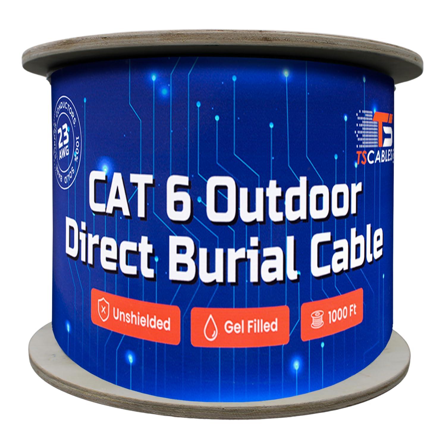 Turnstone Cables Cat6 Outdoor (CMX), 1000ft, 23AWG | 100% Solid Bare Copper | 550MHz | Unshielded Twisted Pair (UTP) Bulk Ethernet Cable (Cat6 Outdoor Black)