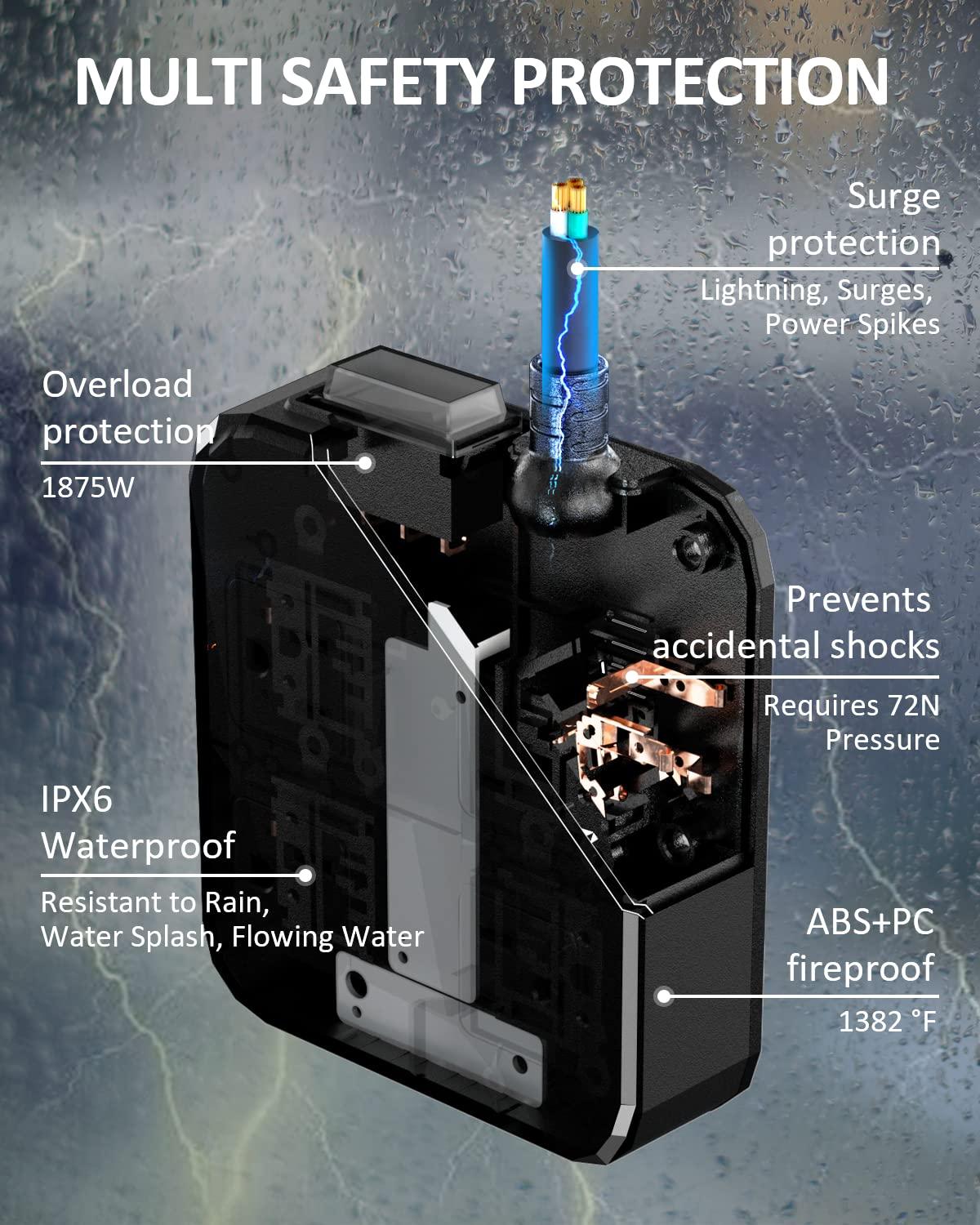 APS Outdoor Power Strip Weatherproof, Waterproof Surge Protector with 4 Wide Outlet with 3 USB Ports, 10FT Extension Cord,1875W Overload Protection,Outlet Extender for Christmas Lights ETL Listed Black