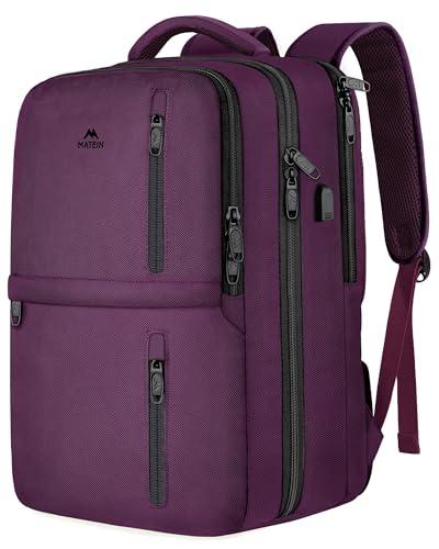 MATEIN MATEIN Travel Backpack for Women, Extra Large 40L Carry on Backpack with USB Charge Port, Water Resistant College Bag Computer Bag Gifts for Women & Men Fits 17.3 Inch Laptop, Purple